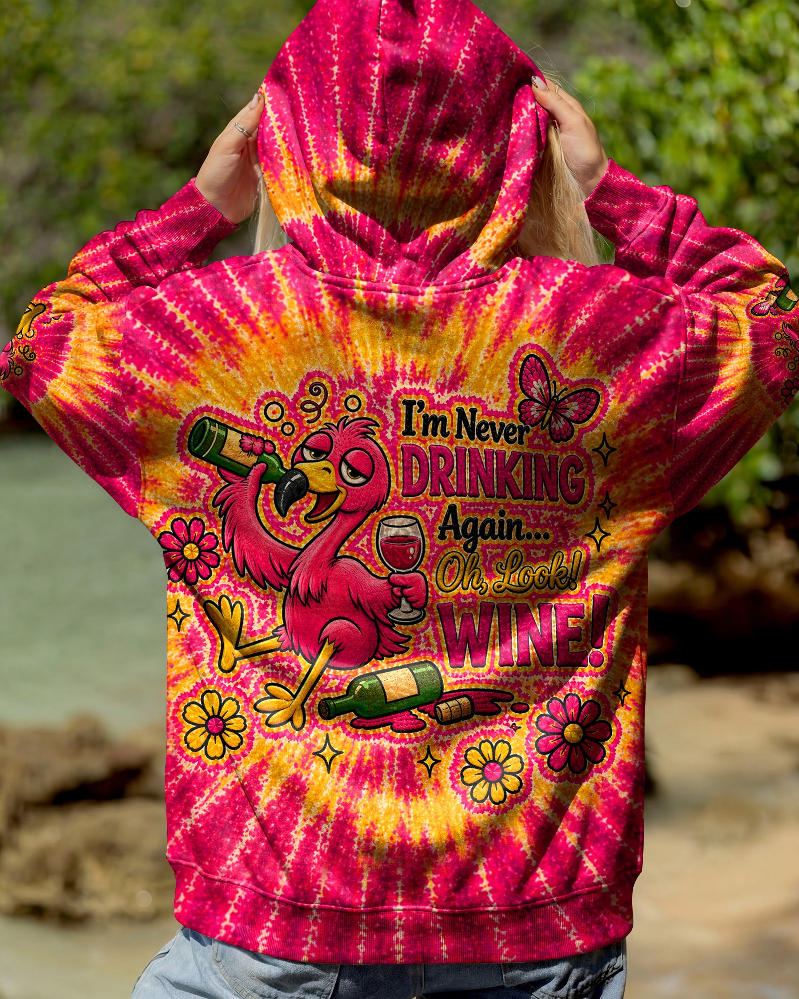 I'M NEVER DRINKING AGAIN FLAMINGO ALL OVER PRINT   - TLHN2804262