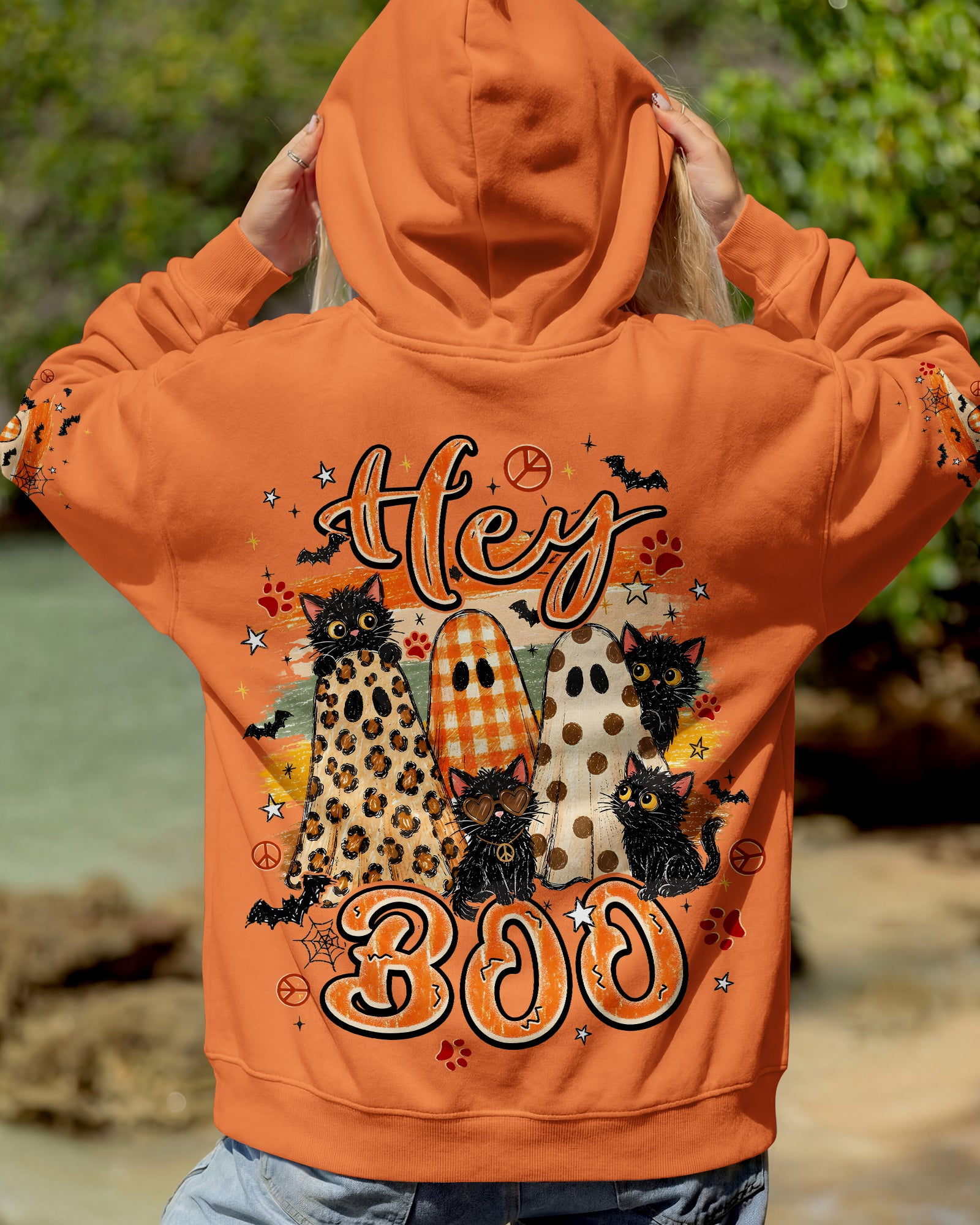HEY BOO HALLOWEEN CAT ALL OVER PRINT - TYPQ2407261