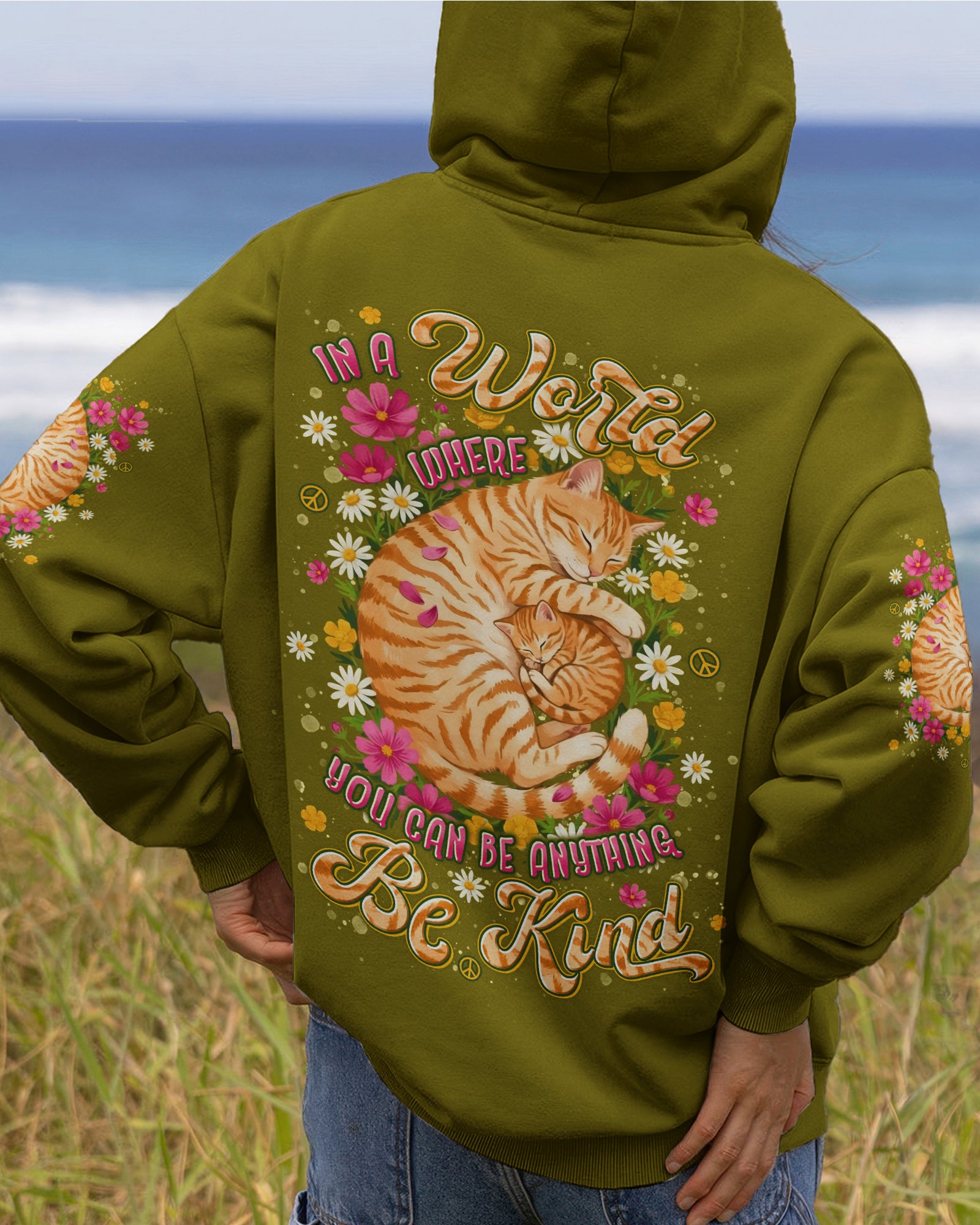 IN A WORLD WHERE YOU CAN BE ANYTHING BE KIND CAT ALL OVER PRINT - TYLN1505261