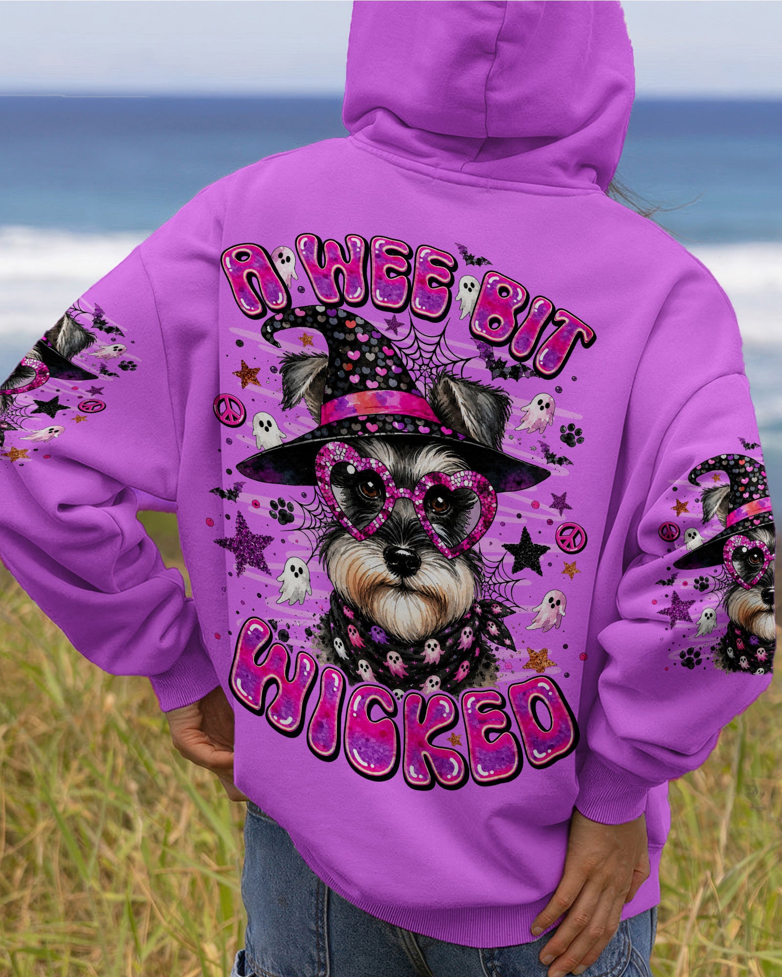 A WEE BIT WICKED WITCH SCHNAUZER DOG HALLOWEEN ALL OVER PRINT - TLNO1707262
