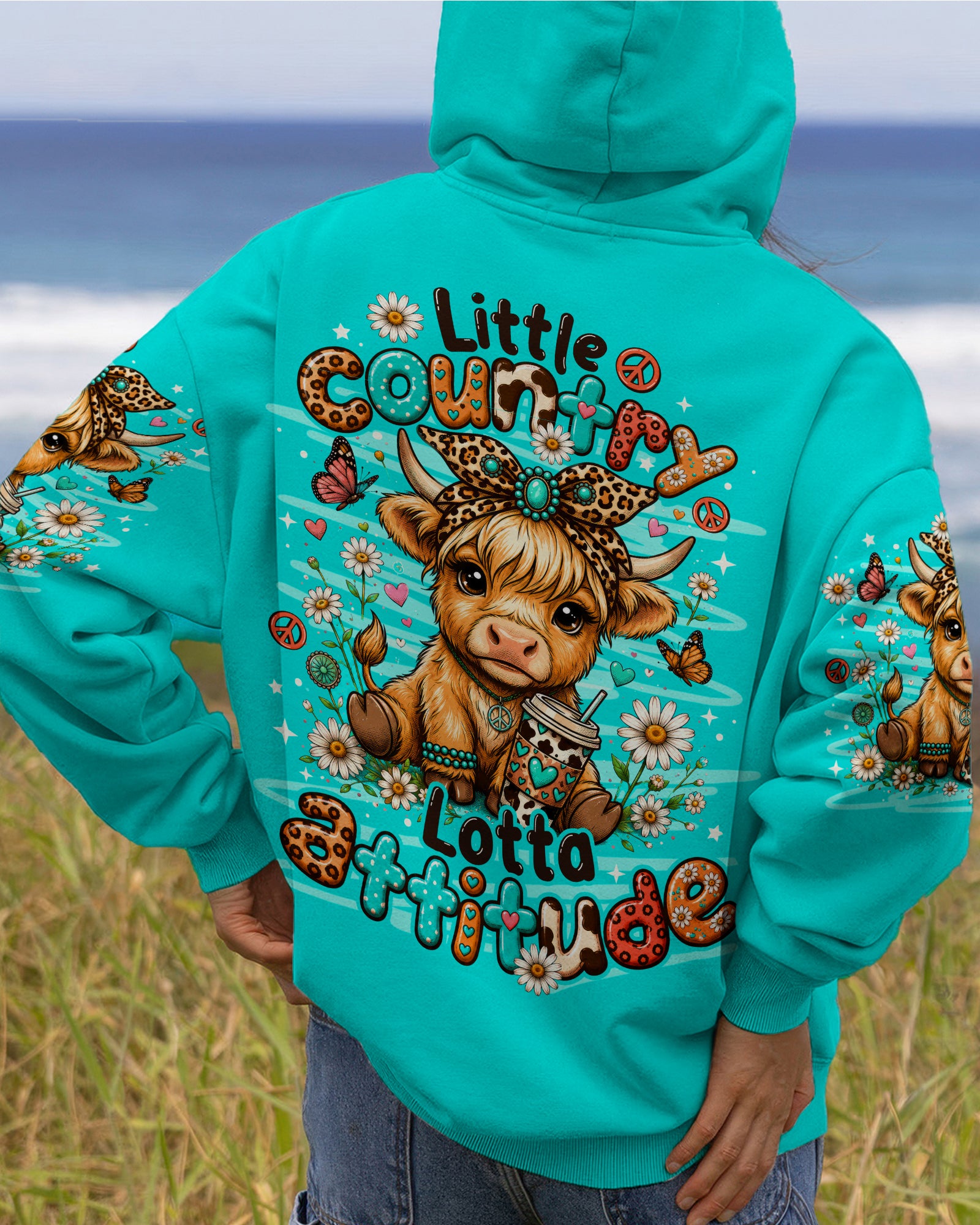 LITTLE COUNTRY LOTTA ATTITUDE COW ALL OVER PRINT  - TLNO0906263
