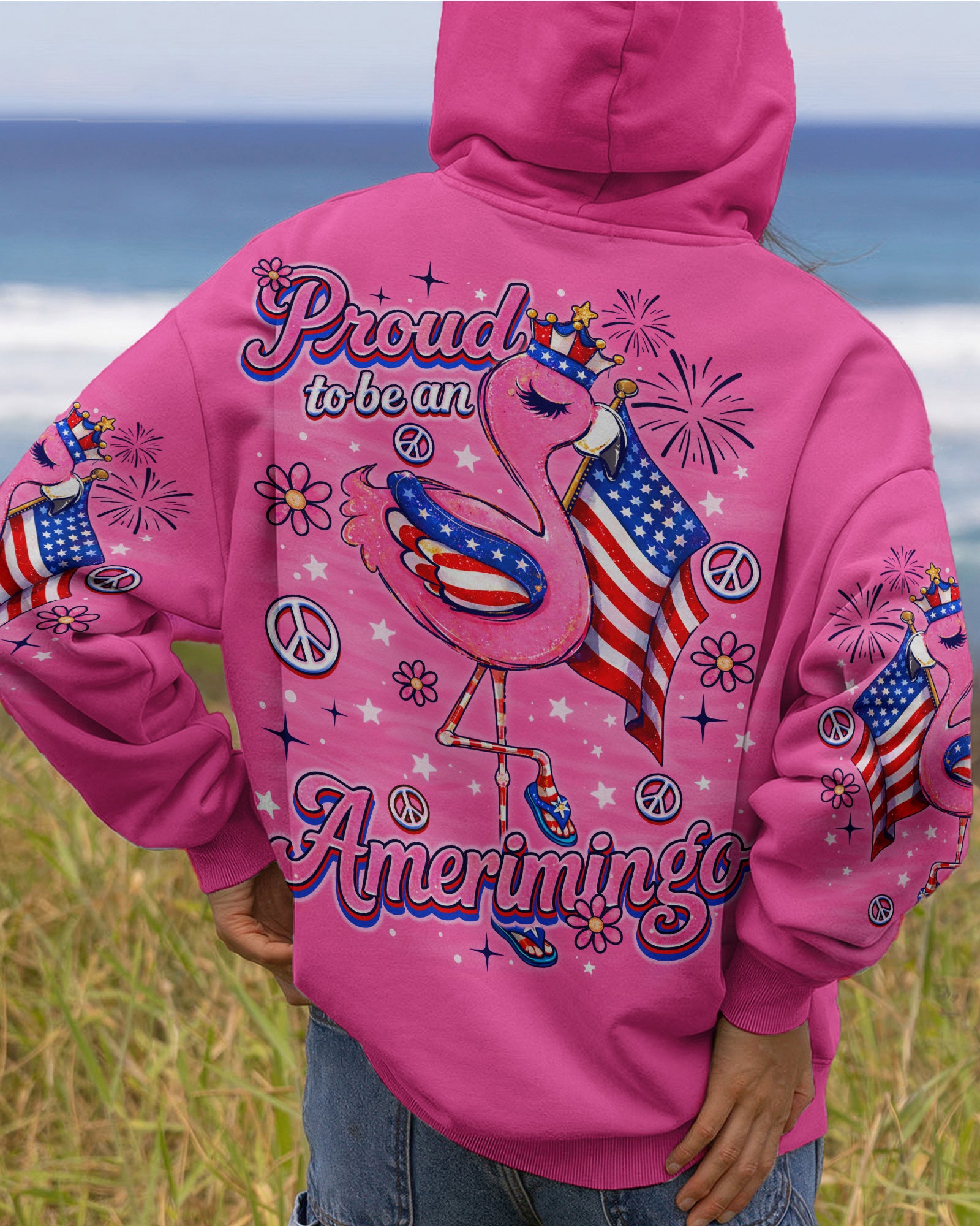 PROUD TO BE AN AMERIMINGO FLAMINGO ALL OVER PRINT  - TLNO2403262