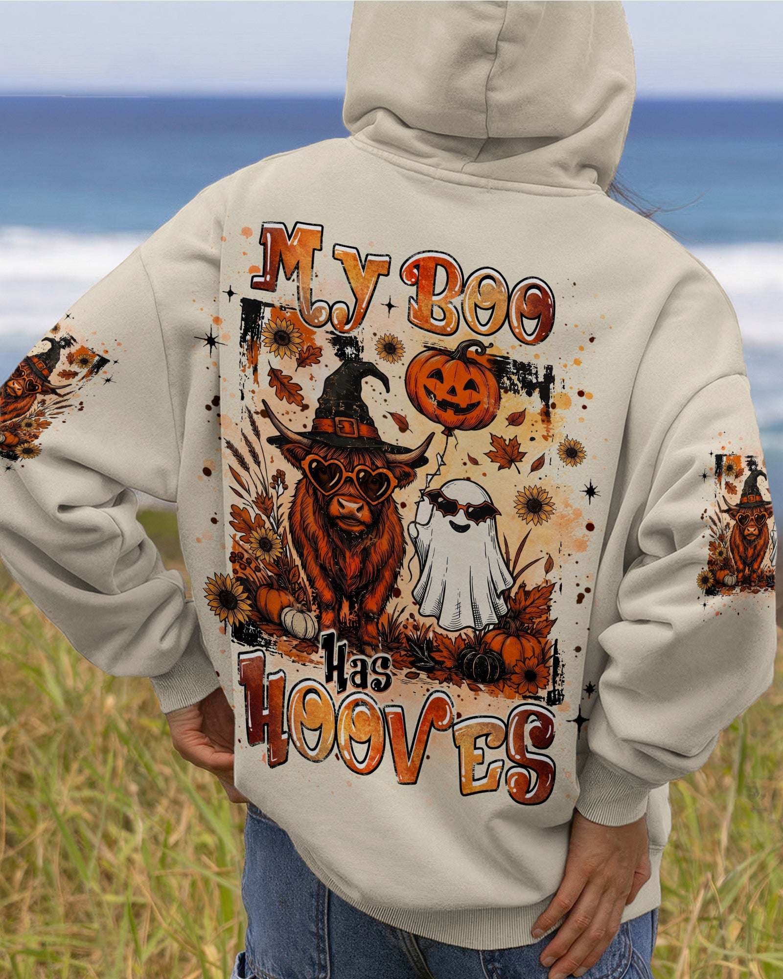 MY BOO HAS HOOVES HIGHLAND COW HALLOWEEN ALL OVER PRINT - TLHG2207262