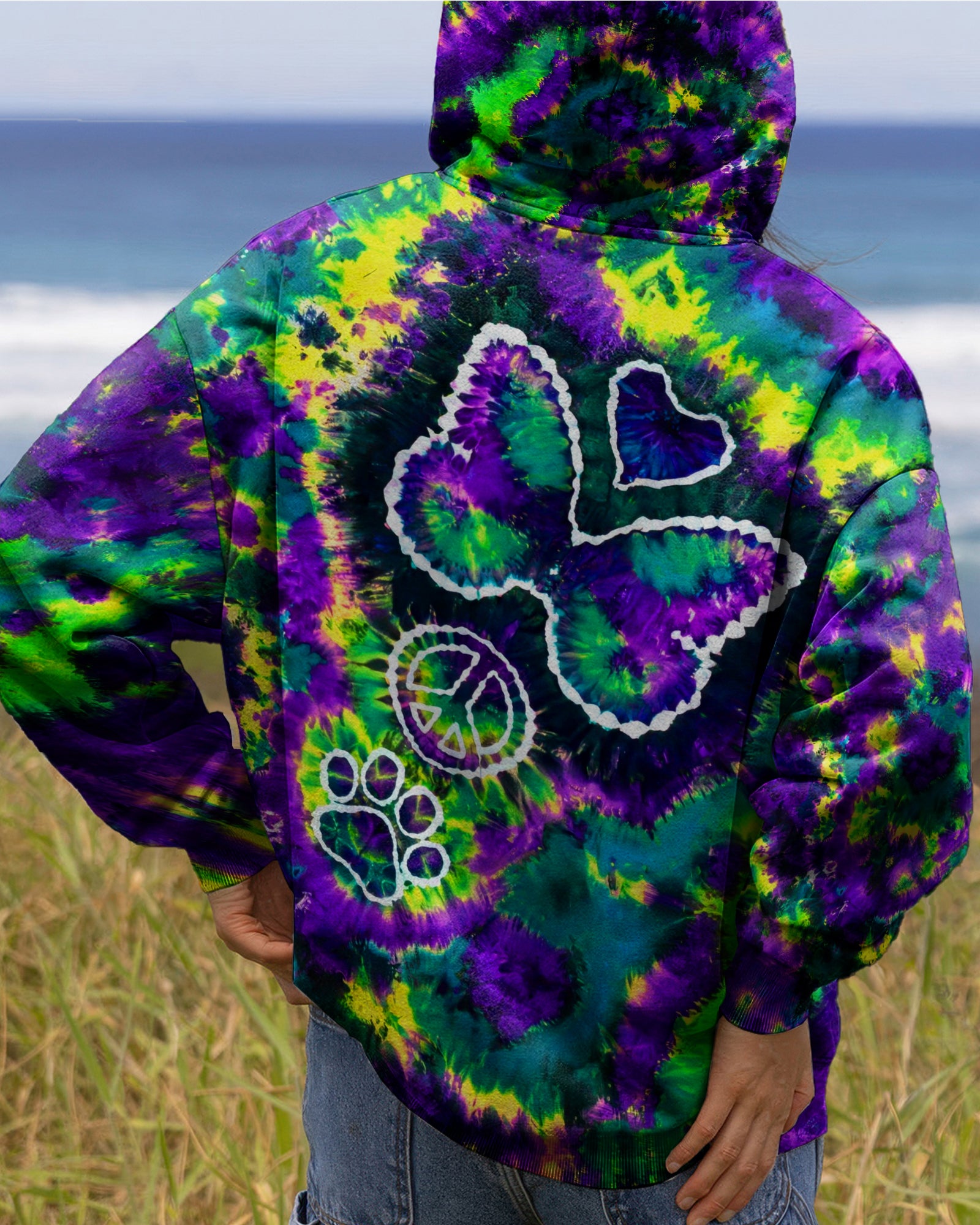 COSMIC BUTTERFLY PEACE LOVE PAW BURST ALL OVER PRINT - TLHG1506261