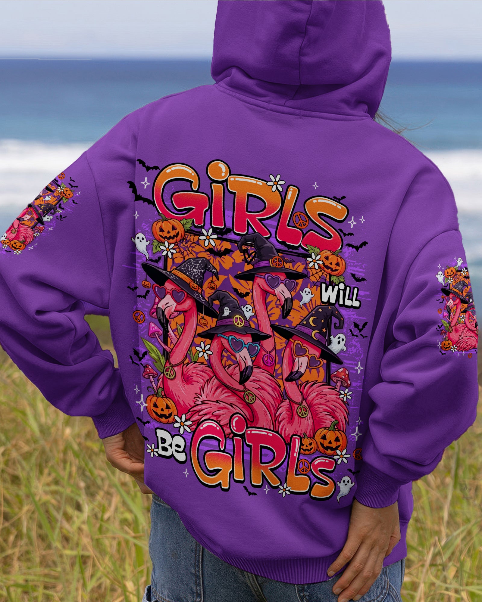 GIRLS WILL BE GIRLS FLAMINGO WITCH HALLOWEEN ALL OVER PRINT - TY1707262