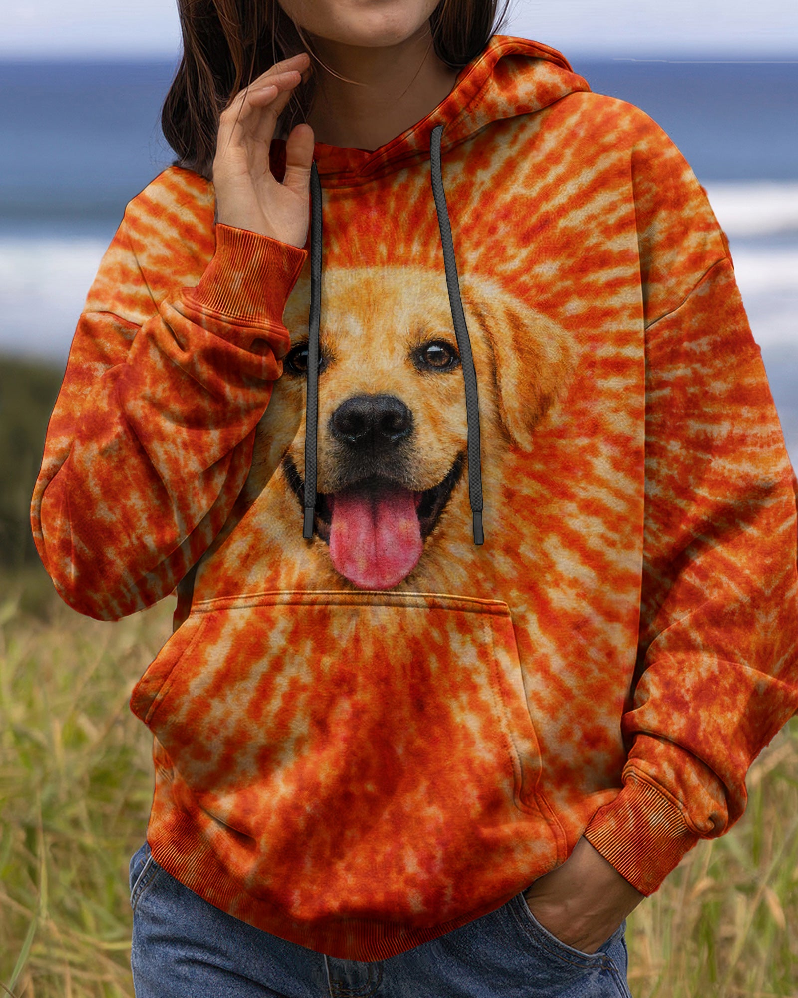 LABRADOR RETRIEVER  DOG ORANGE SWIRL ALL OVER PRINT   - TLNT0703261