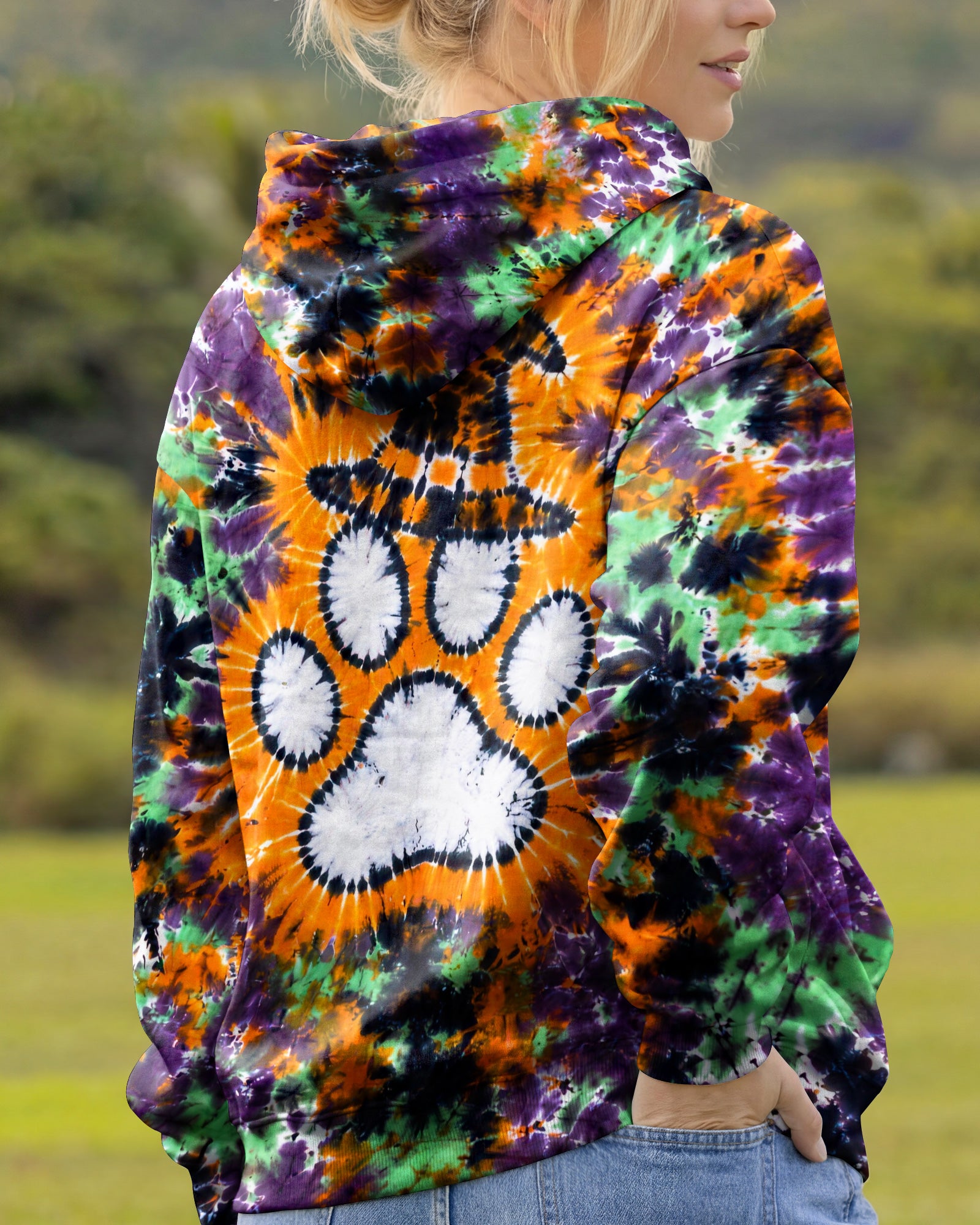 PAW PRINT WITCH HAT  HALLOWEEN BURST ALL OVER PRINT - TLHG2207261