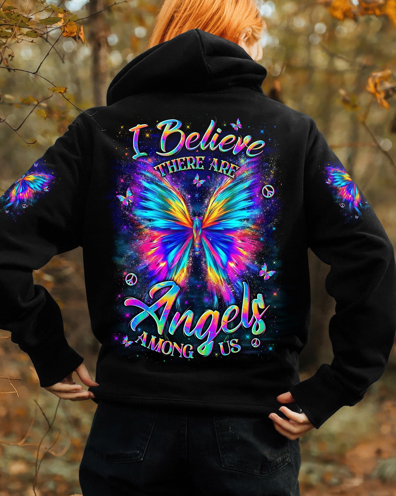 I BELIEVE THERE ARE ANGELS AMONG US BUTTERFLY ALL OVER PRINT - YHLN0402262