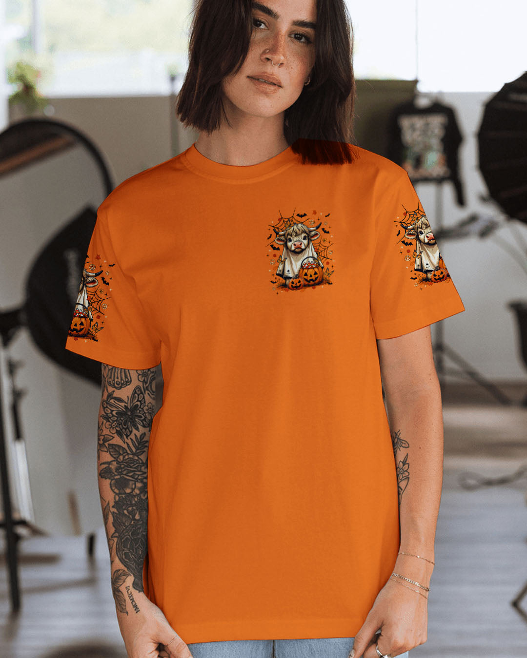 BULLSHEET MOO I MEAN BOO HALLOWEEN COW ALL OVER PRINT - TLTR0808251