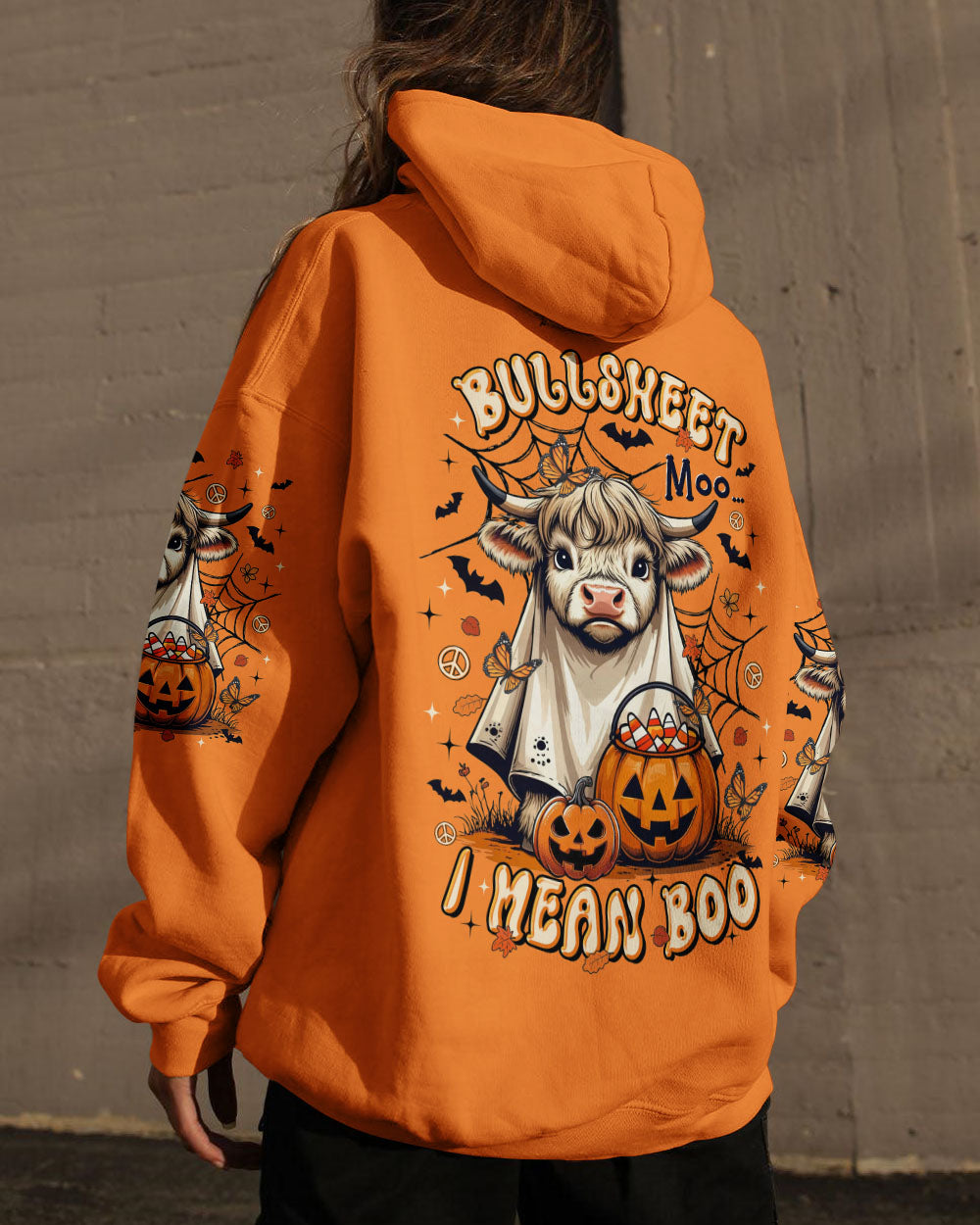 BULLSHEET MOO I MEAN BOO HALLOWEEN COW ALL OVER PRINT - TLTR0808251