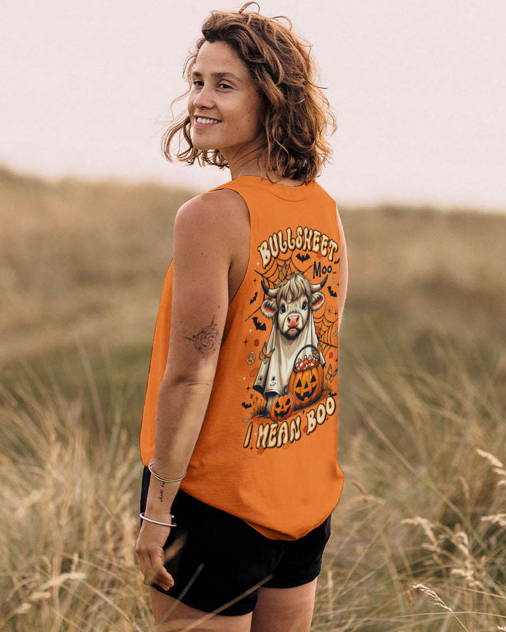 BULLSHEET MOO I MEAN BOO HALLOWEEN COW ALL OVER PRINT - TLTR0808251