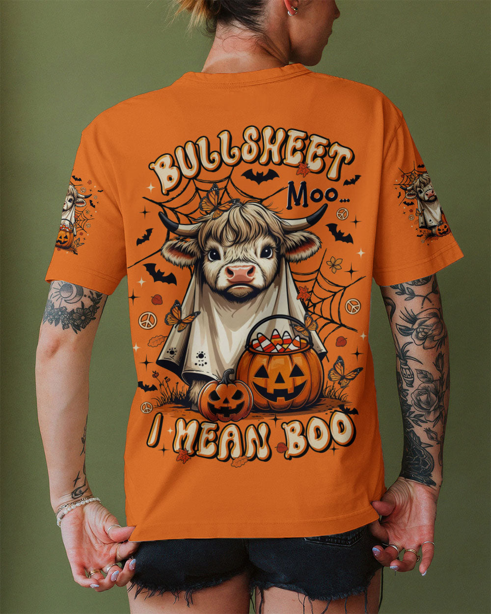 BULLSHEET MOO I MEAN BOO HALLOWEEN COW ALL OVER PRINT - TLTR0808251