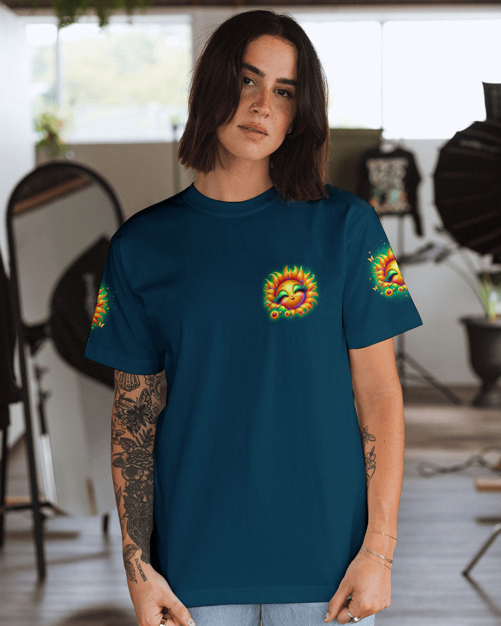 BE YOU THE WORLD WILL ADJUST SUNFLOWER ALL OVER PRINT - TLNO1206241