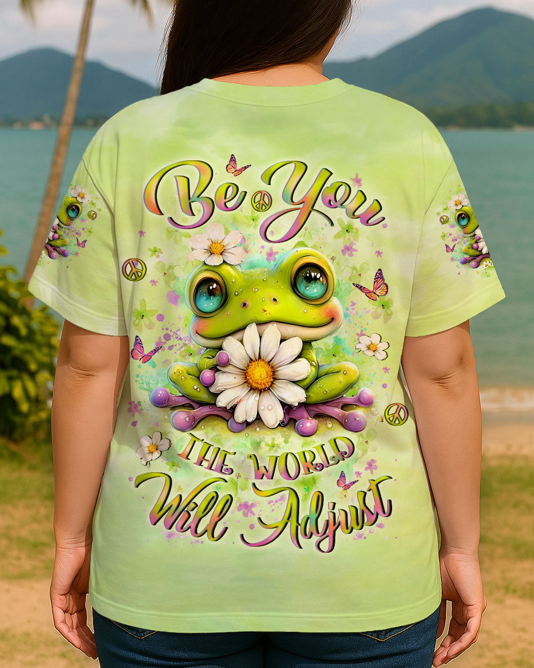 BE YOU THE WORLD WILL ADJUST FROG ALL OVER PRINT - YHLT1007252