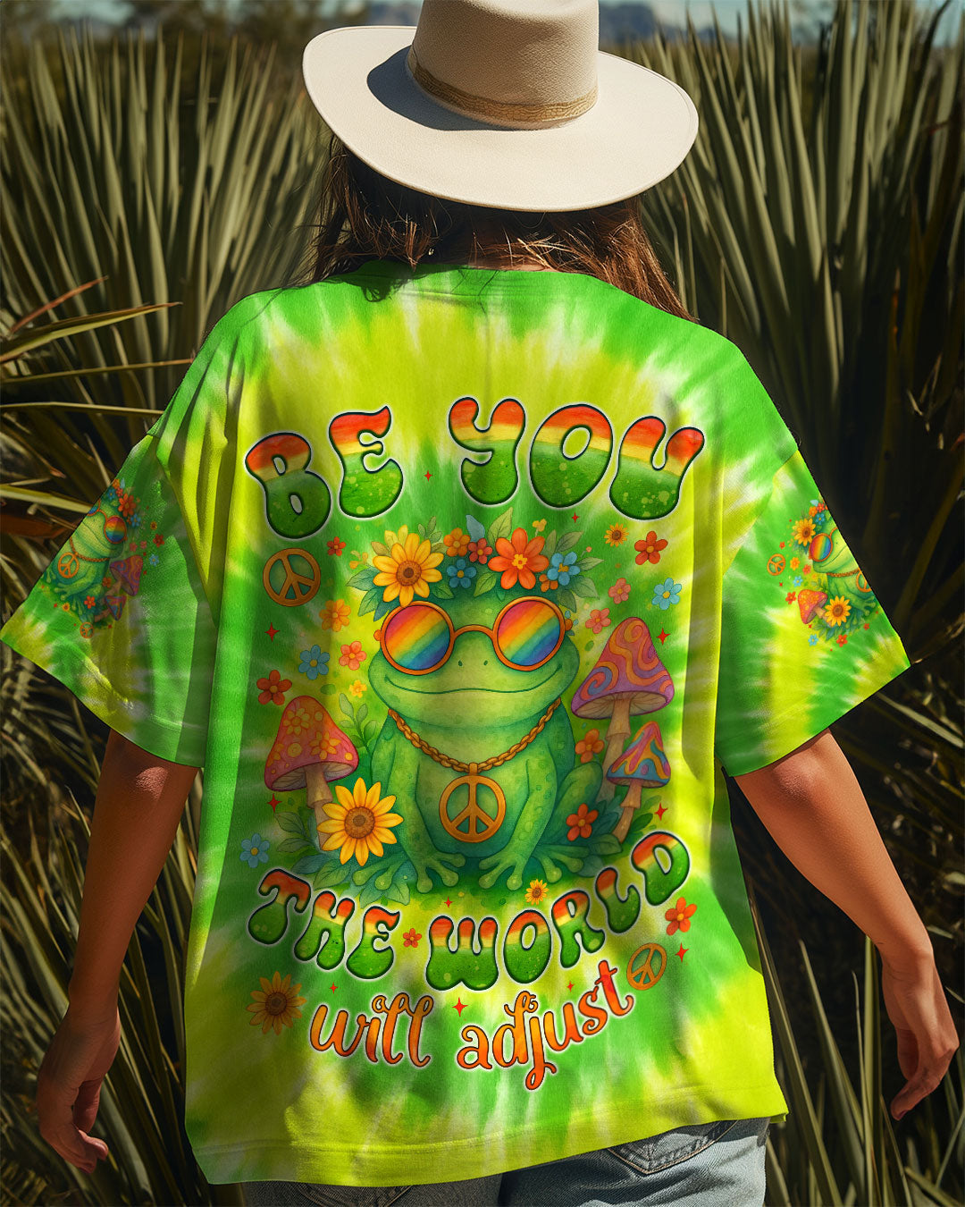 BE YOU THE WORLD WILL ADJUST FROG TIE DYE ALL OVER PRINT - TYTM0605254