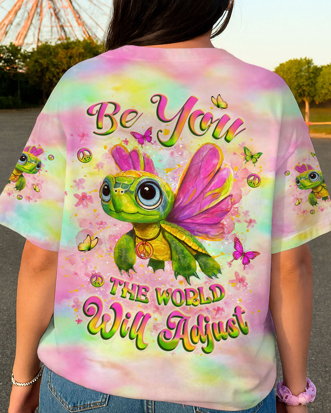 BE YOU THE WORLD WILL ADJUST TURTLE ALL OVER PRINT - YHLT1108254
