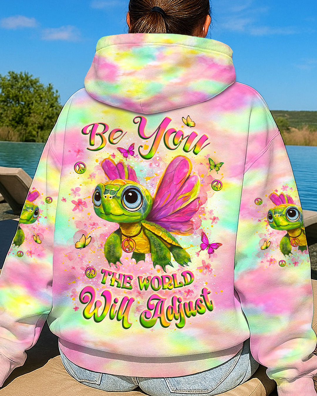 BE YOU THE WORLD WILL ADJUST TURTLE ALL OVER PRINT - YHLT1108254