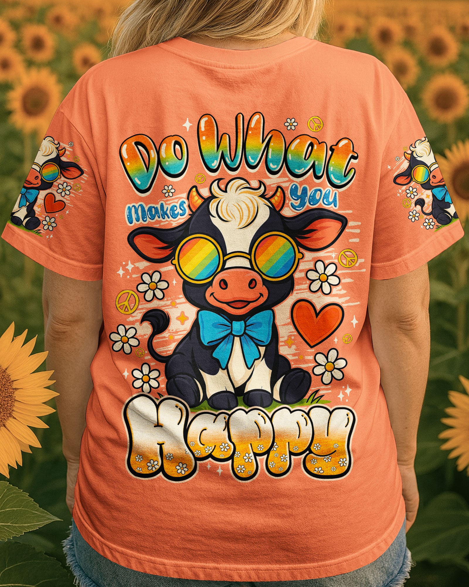 DO WHAT MAKES YOU HAPPY COW HIPPIE ALL OVER PRINT - TYQY0807254