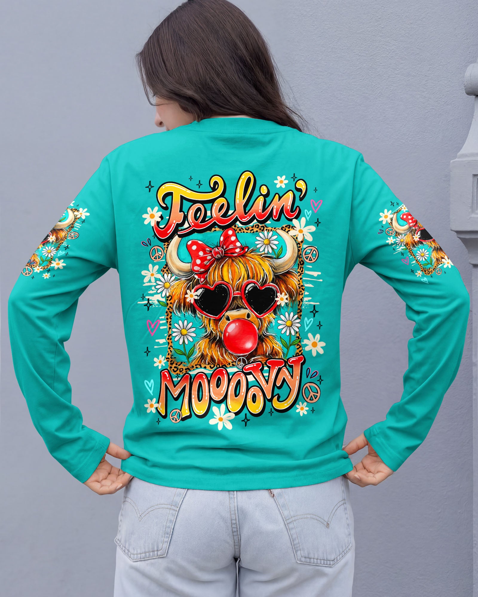 FEELIN' MOOOOVY HIGHLAND COW ALL OVER PRINT - TY0907261
