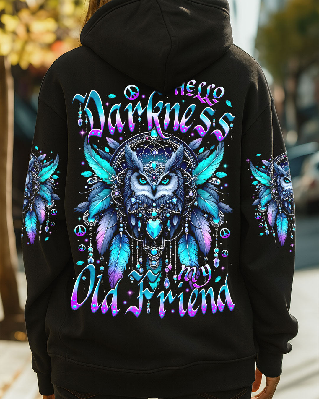 HELLO DARKNESS MY OLD FRIEND OWL HIPPIE ALL OVER PRINT - TYTM1007251