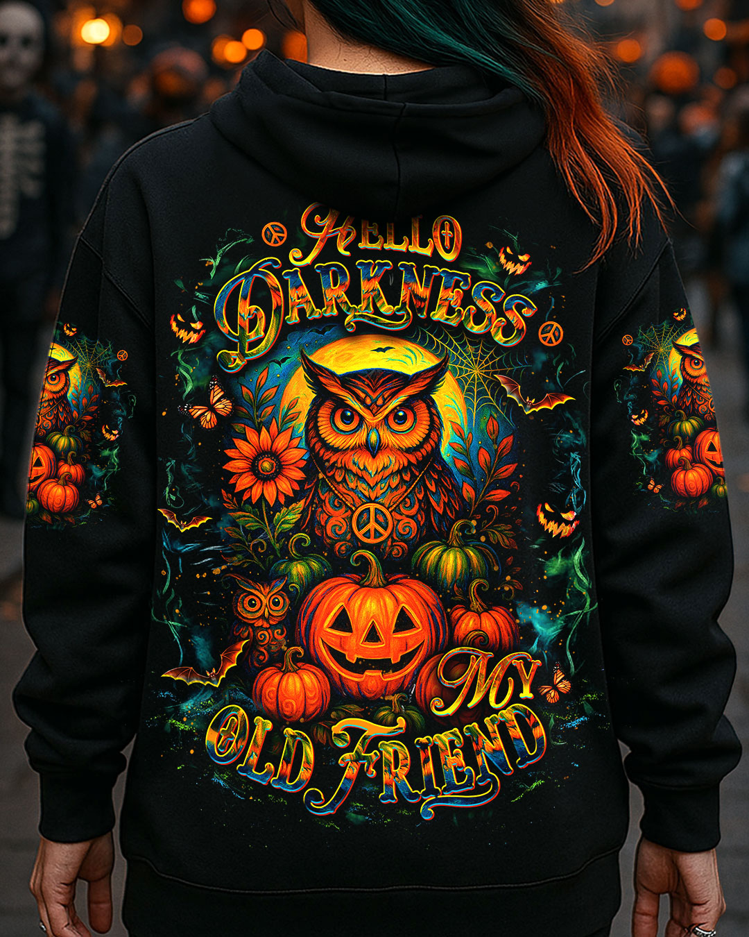 HELLO DARKNESS MY OLD FRIEND OWL HALLOWEEN ALL OVER PRINT - YHDU1607253