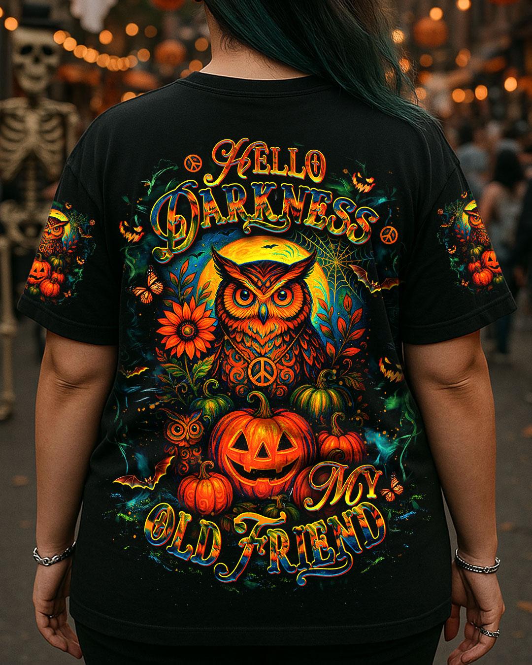 HELLO DARKNESS MY OLD FRIEND OWL HALLOWEEN ALL OVER PRINT - YHDU1607253