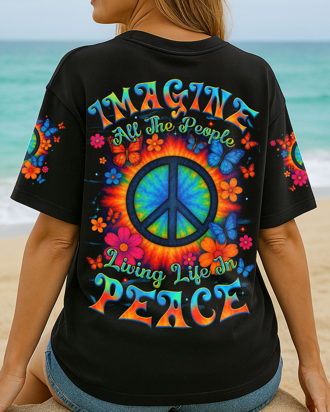 IMAGINE ALL THE PEOPLE LIVING LIFE IN PEACE TIE DYE ALL OVER PRINT - TYTM1905251