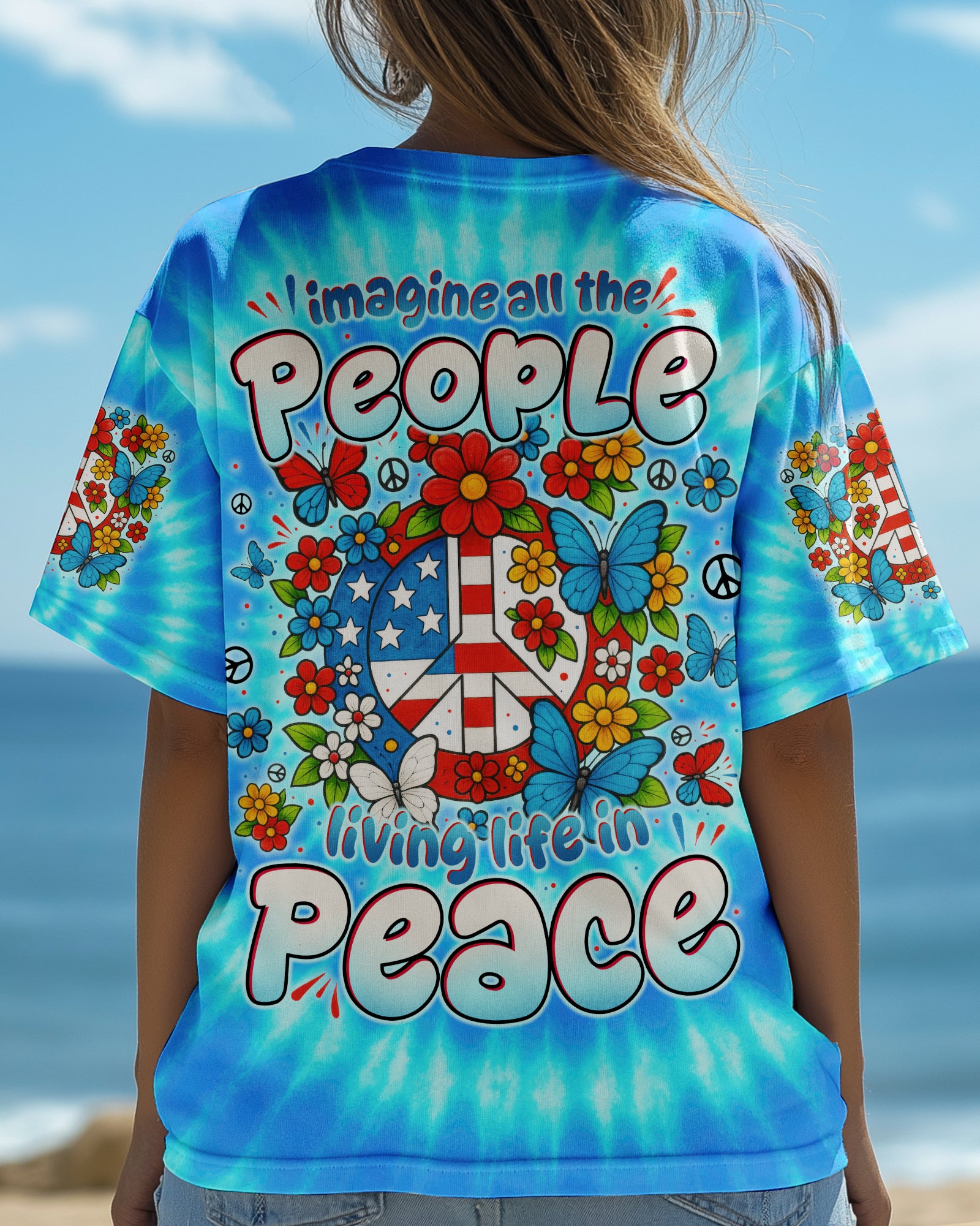 IMAGINE ALL THE PEOPLE LIVING LIFE IN PEACE TIE DYE ALL OVER PRINT - TYTD1605252