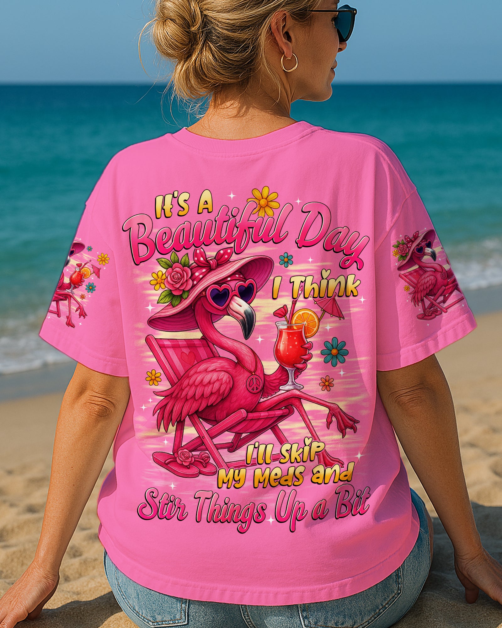 IT'S A BEAUTIFUL DAY FLAMINGO ALL OVER PRINT - TYTD2205251