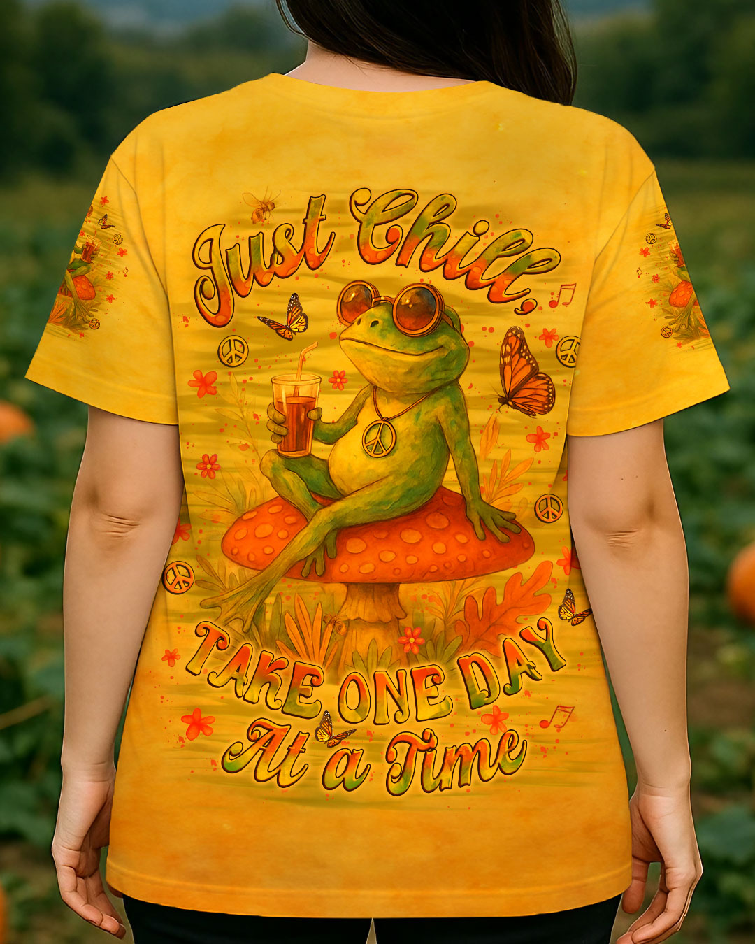 JUST CHILL TAKE ONE DAY AT A TIME FROG ALL OVER PRINT - YHLT2006252