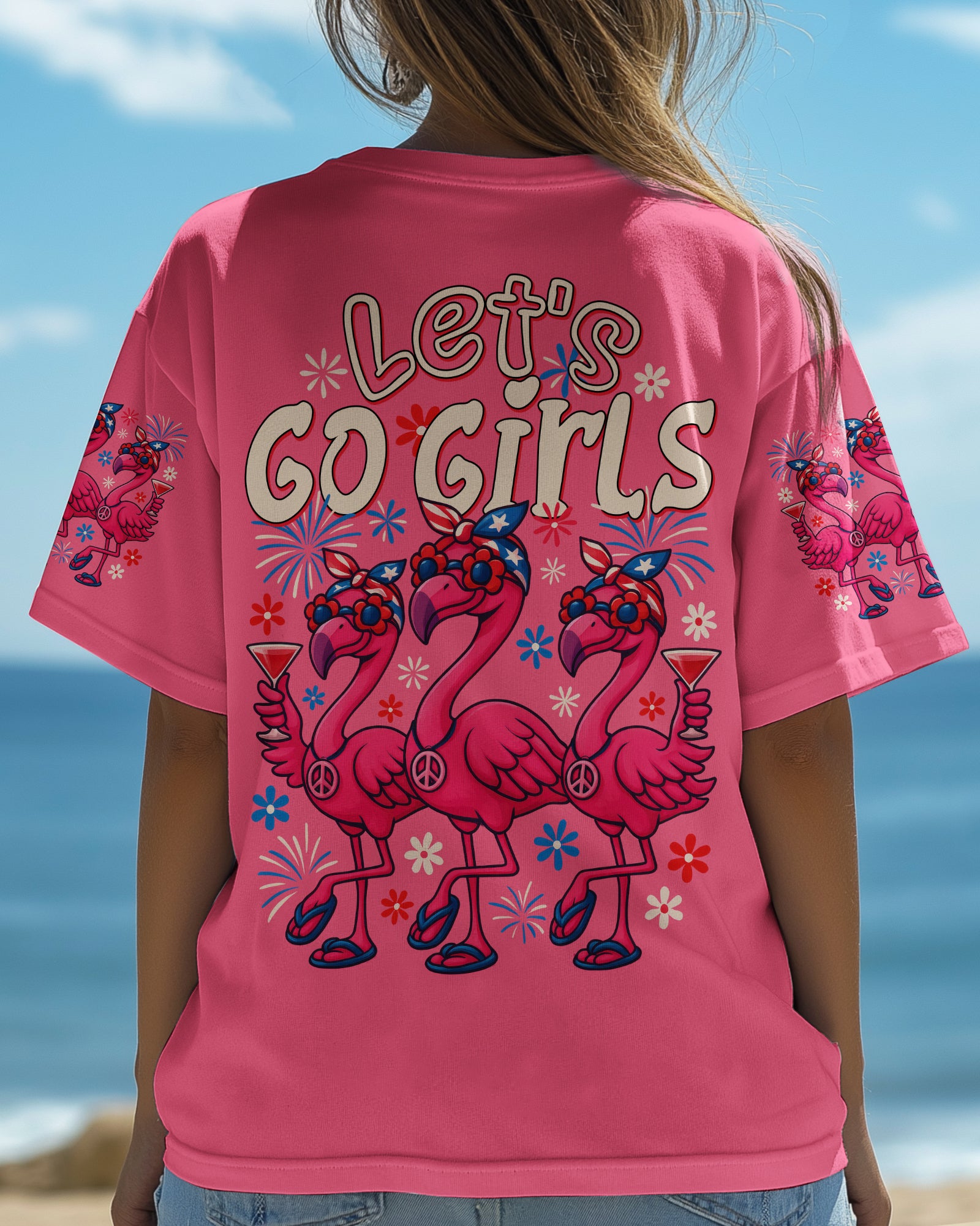 LET'S GO GIRLS FLAMINGO ALL OVER PRINT - TYTD3005252