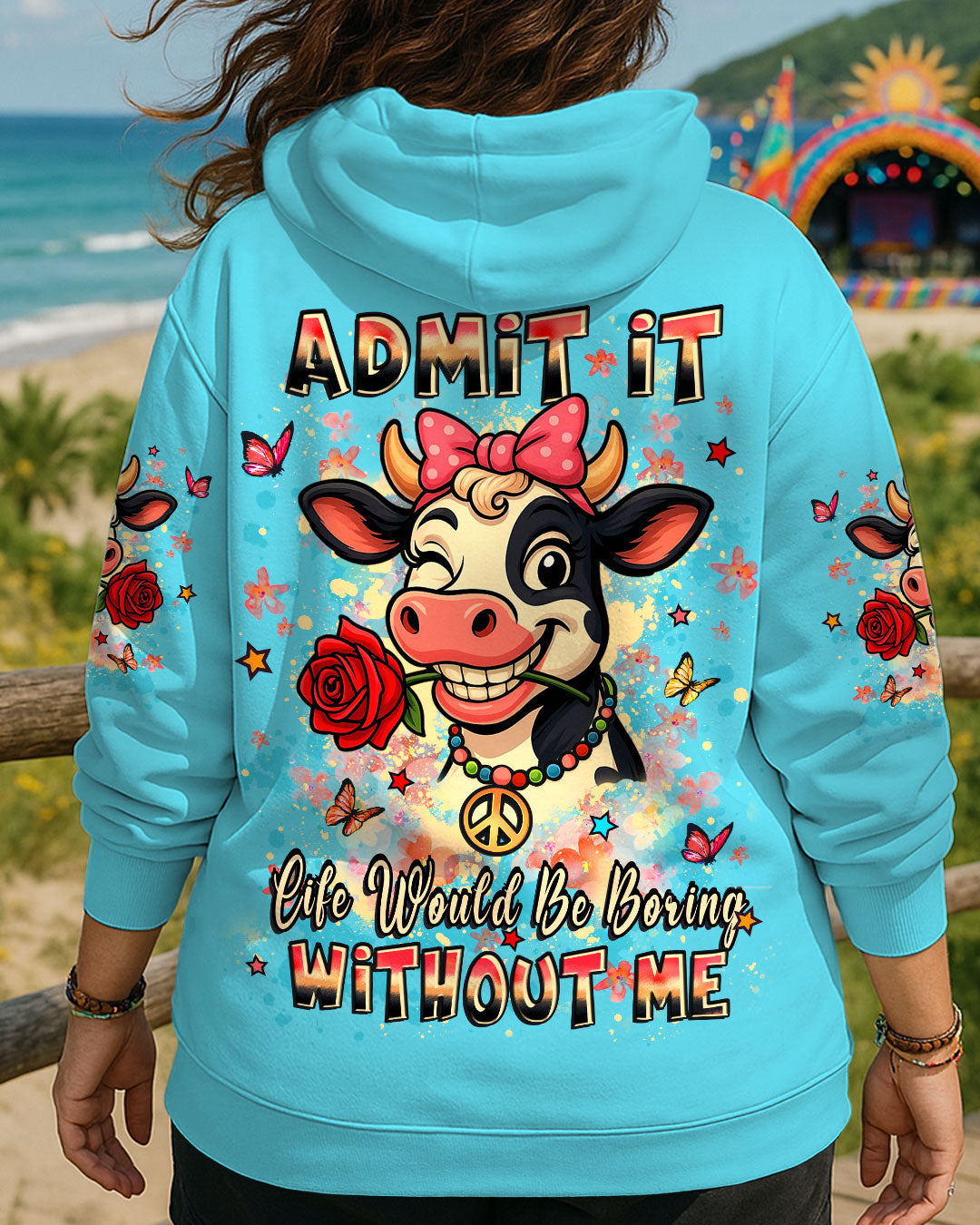 LIFE WOULD BE BORING WITHOUT ME FUNNY COW ALL OVER PRINT - YHLT2807252