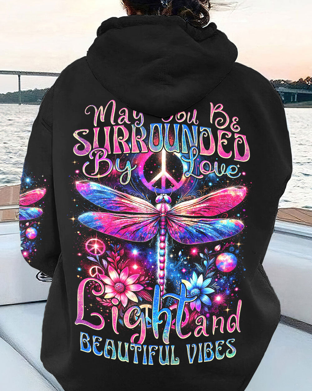 LOVE, LIGHT AND BEAUTIFUL VIBES DRAGONFLY ALL OVER PRINT - TYTM3001242