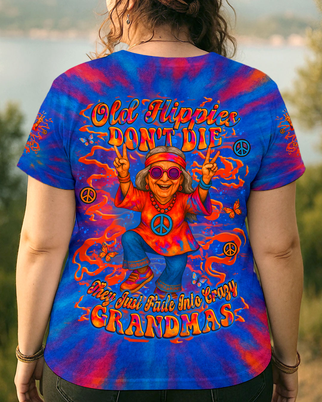 OLD HIPPIES DON'T DIE HIPPIE GRANDMAS ALL OVER PRINT - YHLT1806252