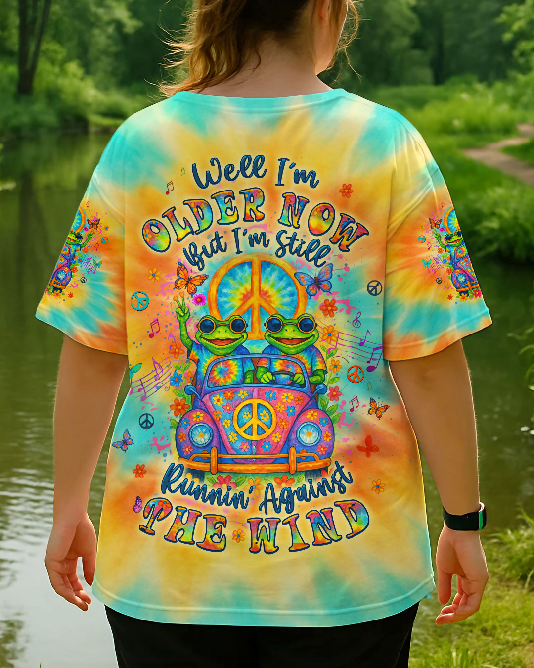 RUNNING AGAINST THE WIND CAR TIE DYE FROG ALL OVER PRINT - YHLT2804252