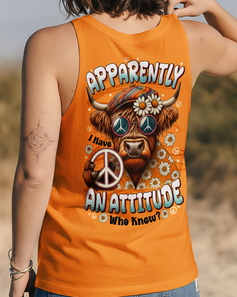 APPARENTLY I HAVE AN ATTITUDE WHO KNEW COW ALL OVER PRINT - TYTD2212251