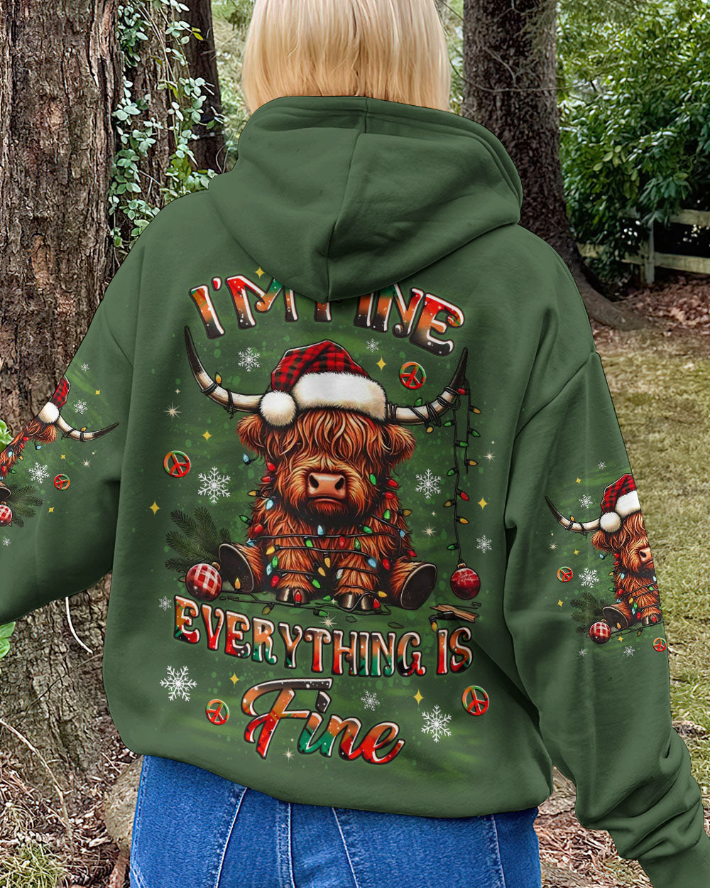 I'M FINE EVERYTHING IS FINE CHRISTMAS COW ALL OVER PRINT - YHLT2710252