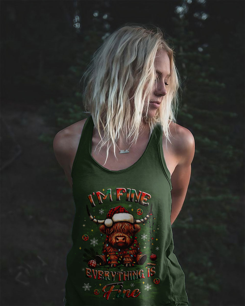 I'M FINE EVERYTHING IS FINE CHRISTMAS COW ALL OVER PRINT - YHLT2710252