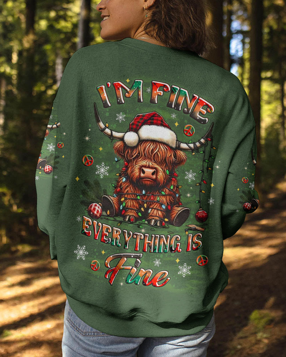 I'M FINE EVERYTHING IS FINE CHRISTMAS COW ALL OVER PRINT - YHLT2710252