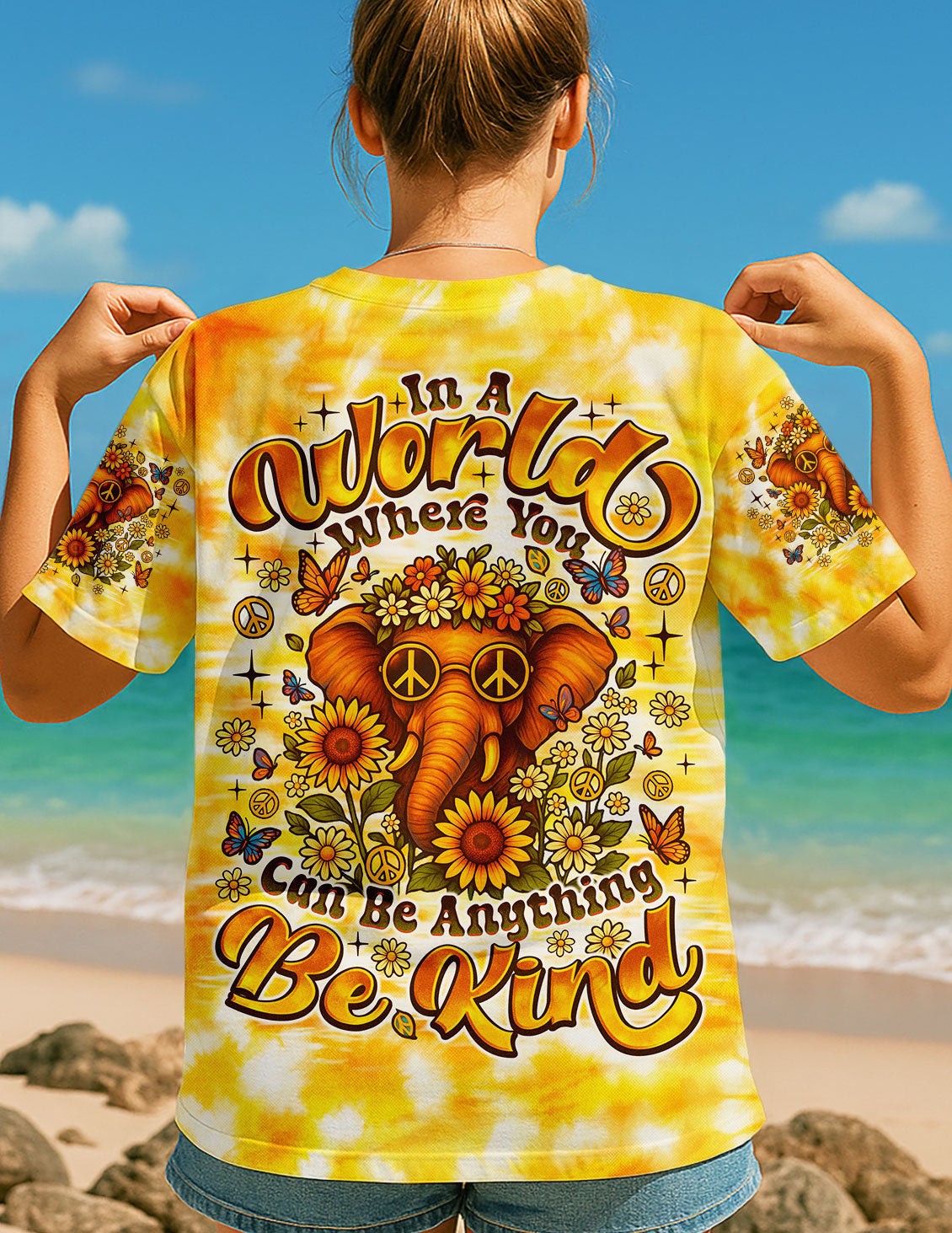 BE KIND ELEPHANT TIE DYE ALL OVER PRINT - TLNO0206252