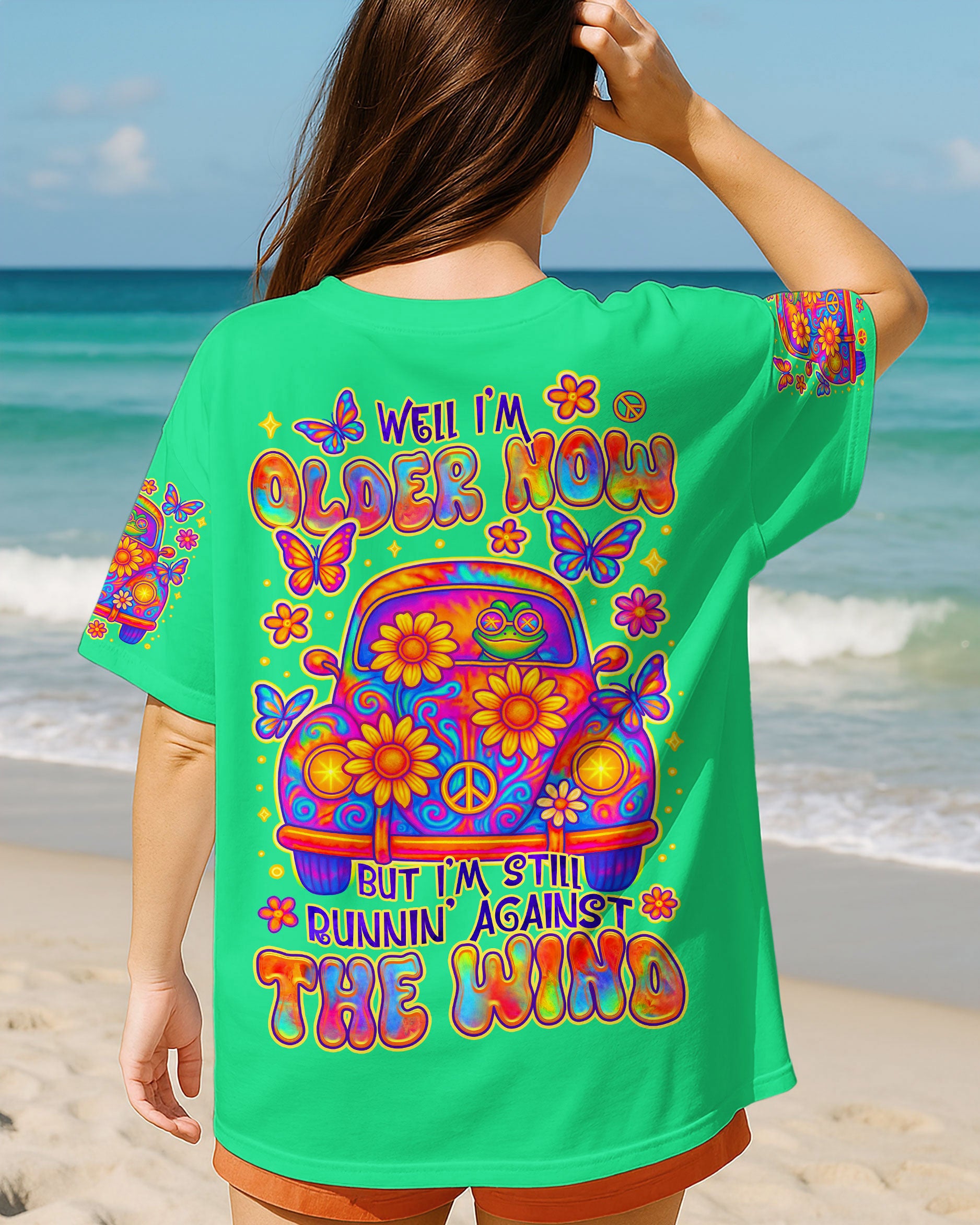 RUNNING AGAINST THE WIND CAR TIE DYE FROG ALL OVER PRINT - TLTR2205253