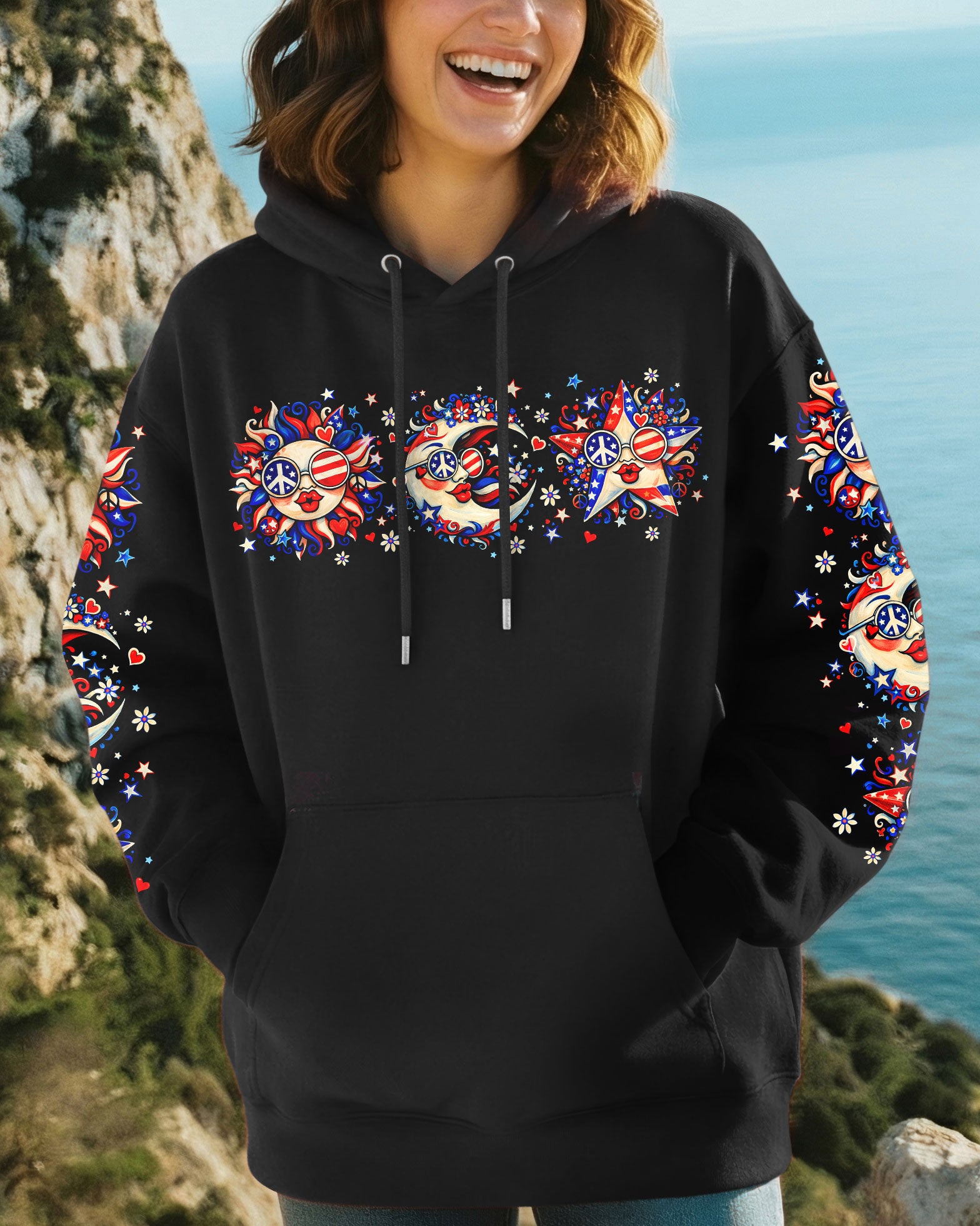 LIVE BY THE SUN RED WHITE & BLUE MOON STAR ALL OVER PRINT - TLNO3103262