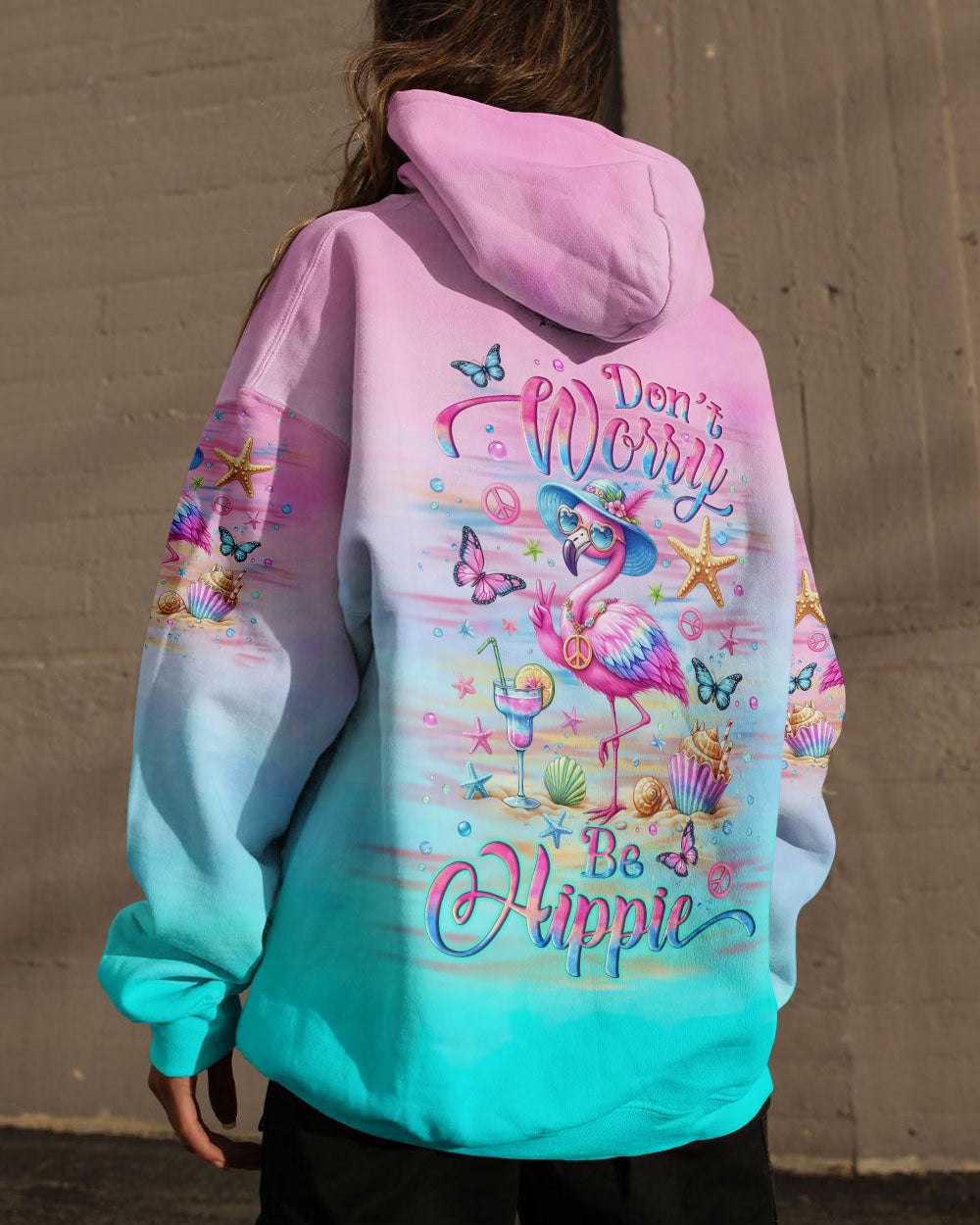 DON'T WORRY BE HIPPIE FLAMINGO ALL OVER PRINT - YHLT2405244