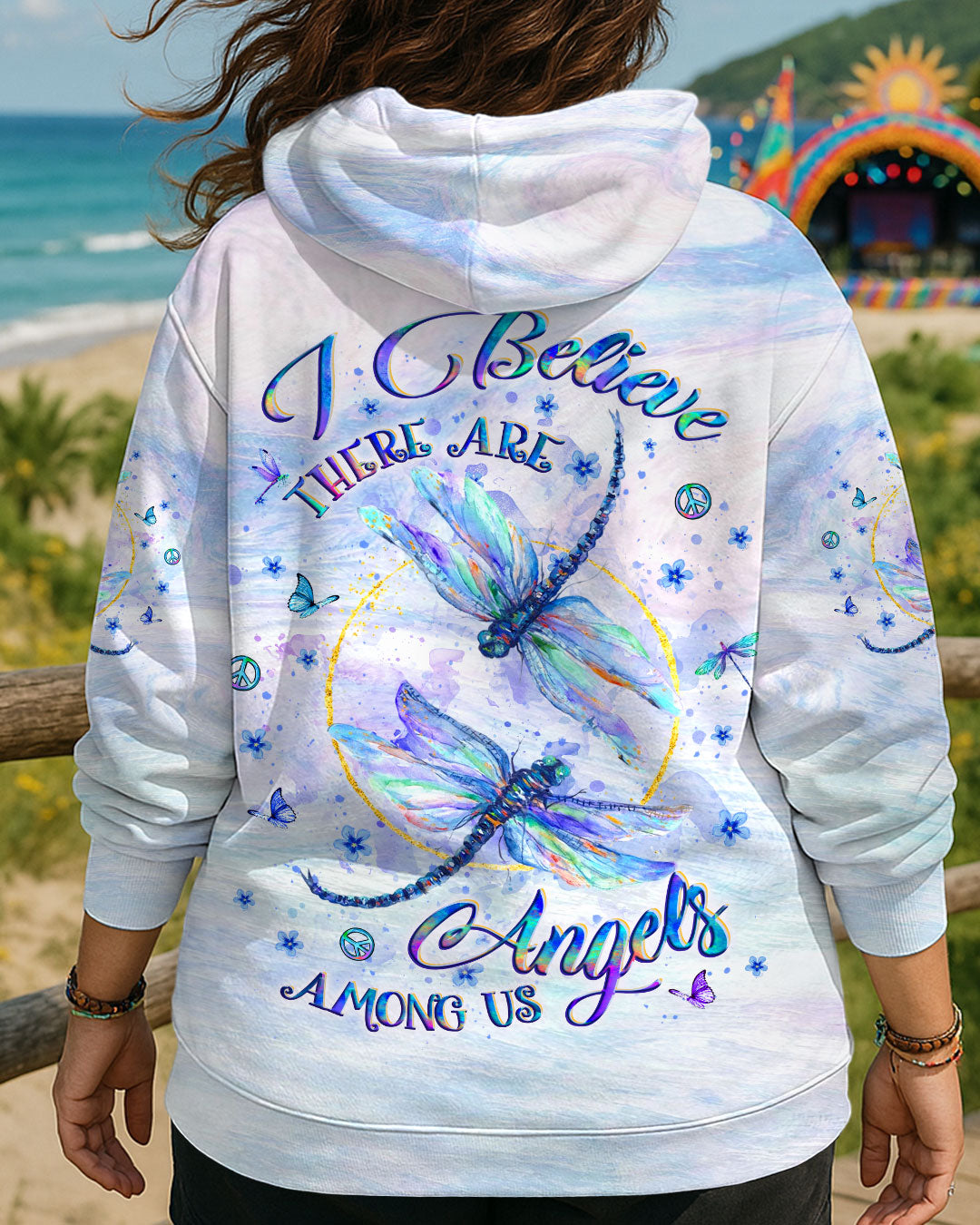 I BELIEVE THERE ARE ANGELS AMONG US DRAGONFLY ALL OVER PRINT - YHLT0408251
