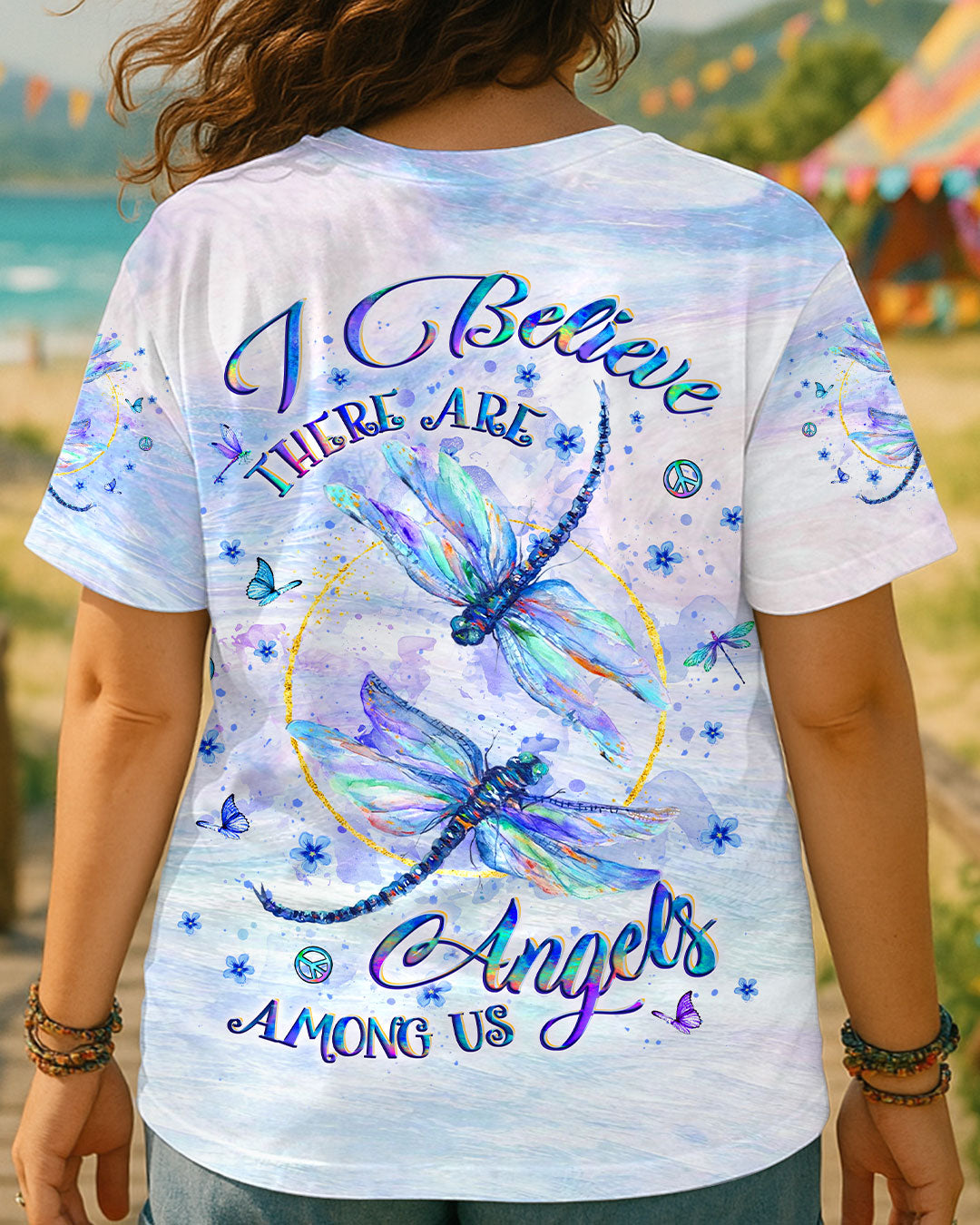 I BELIEVE THERE ARE ANGELS AMONG US DRAGONFLY ALL OVER PRINT - YHLT0408251