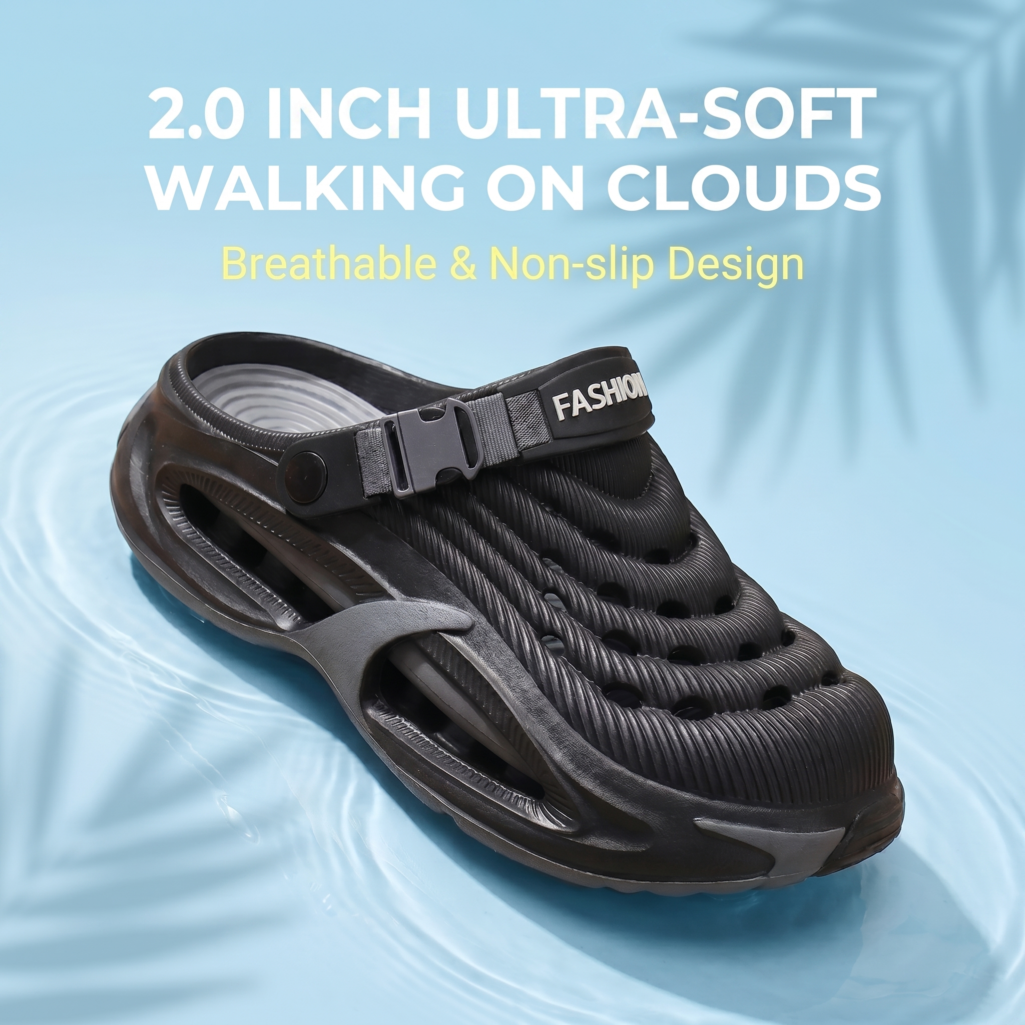 Unisex Ultra-Soft Platform Garden Clogs - 2.0 Inch Thick Sole Non-Slip Water Shoes, Breathable Beach Sandals & Home Slippers