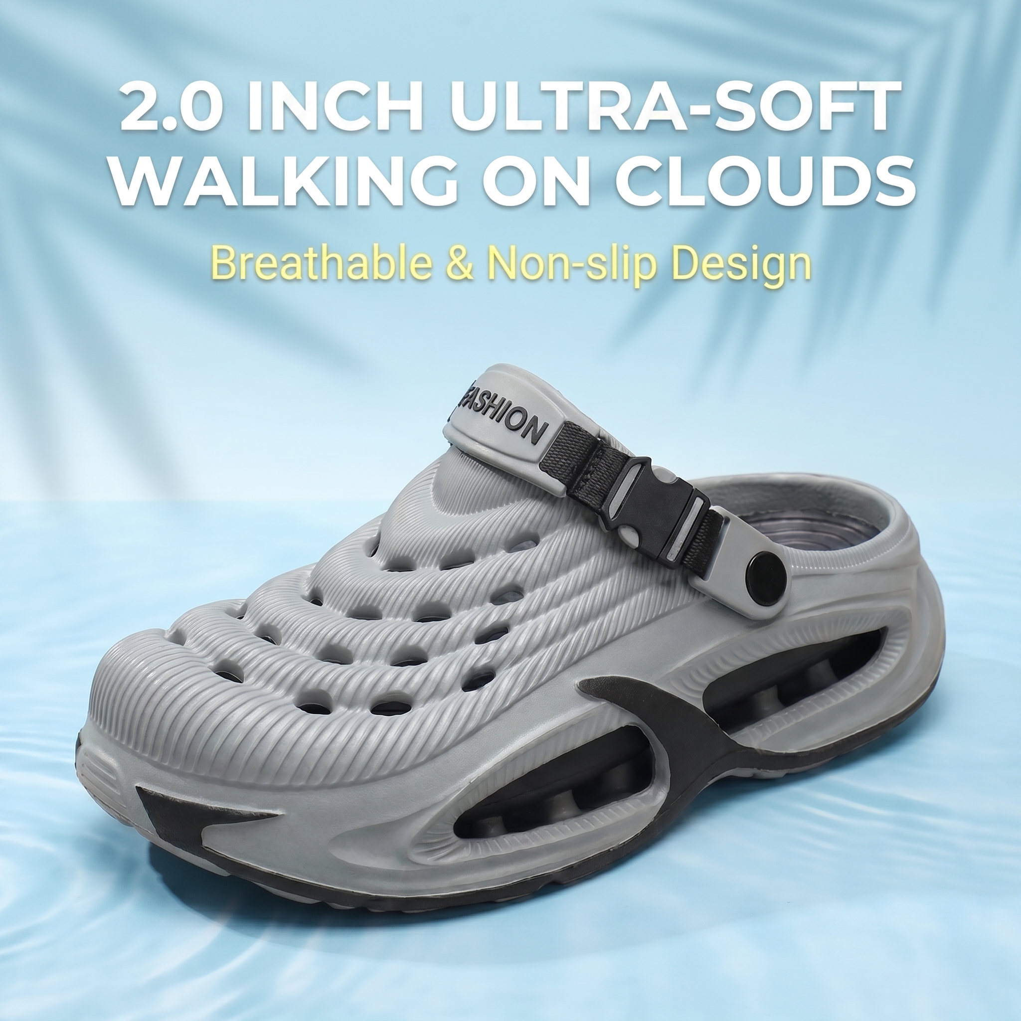 Unisex Ultra-Soft Platform Garden Clogs - 2.0 Inch Thick Sole Non-Slip Water Shoes, Breathable Beach Sandals & Home Slippers