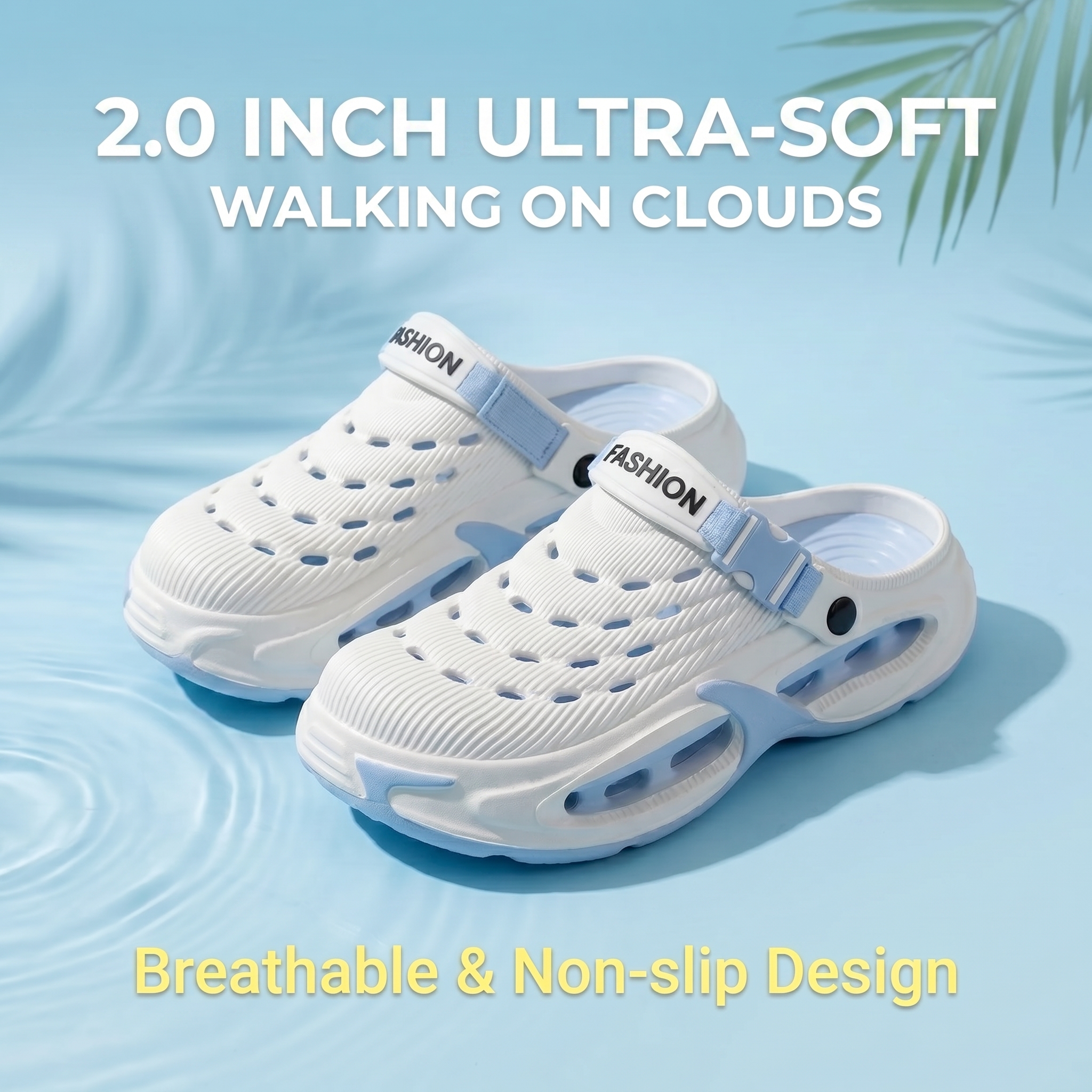 Unisex Ultra-Soft Platform Garden Clogs - 2.0 Inch Thick Sole Non-Slip Water Shoes, Breathable Beach Sandals & Home Slippers