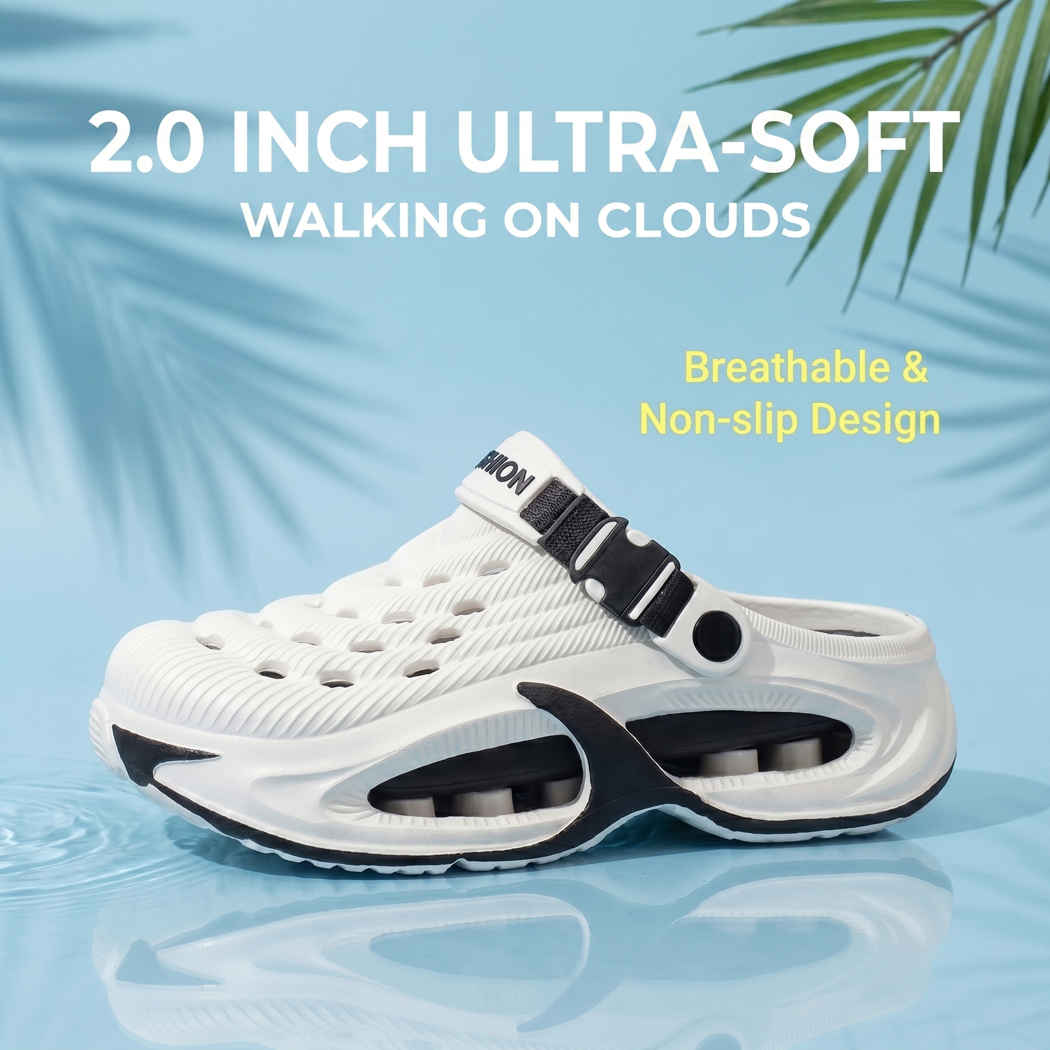 Unisex Ultra-Soft Platform Garden Clogs - 2.0 Inch Thick Sole Non-Slip Water Shoes, Breathable Beach Sandals & Home Slippers