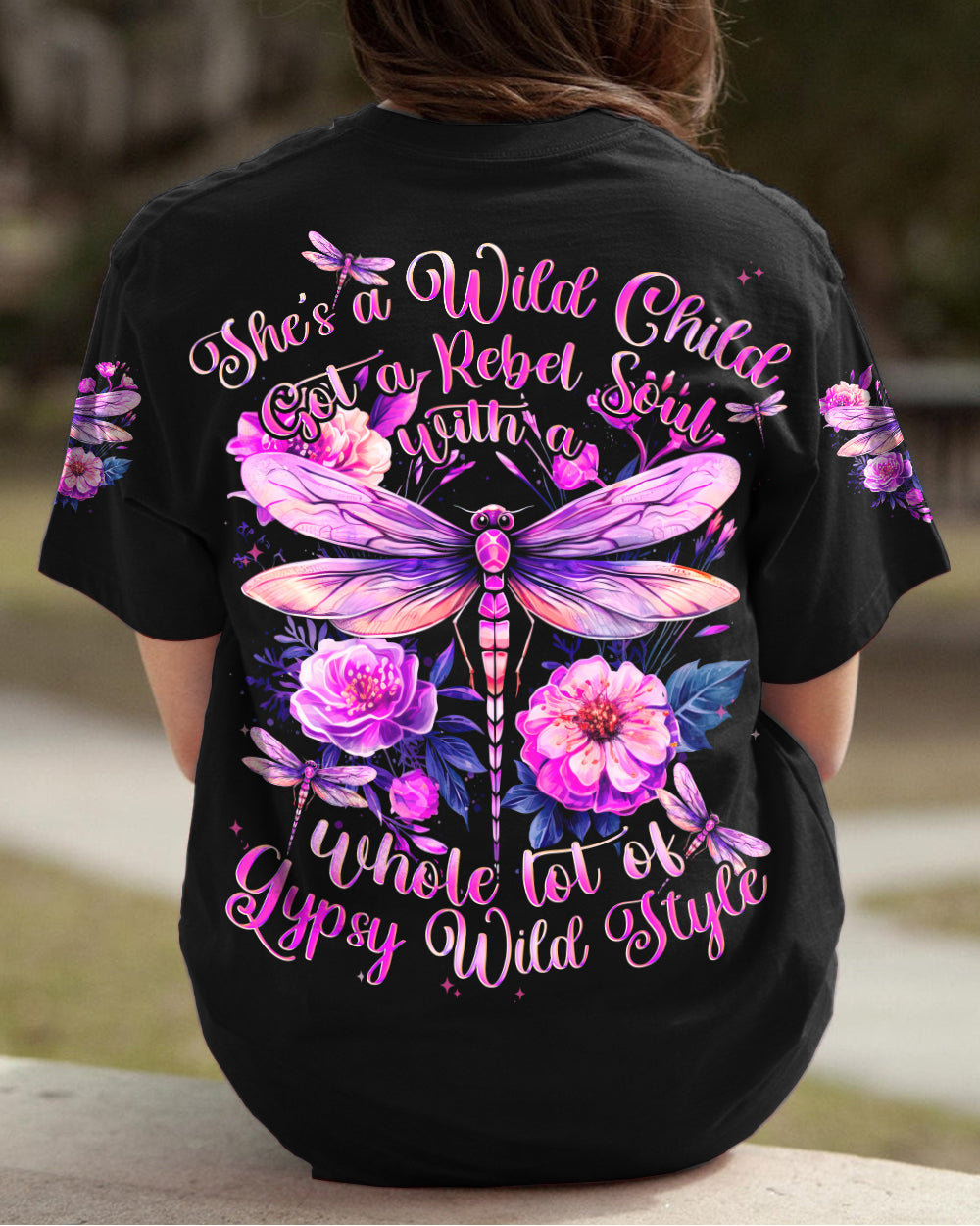 SHE'S A WILD CHILD DRAGONFLY ALL OVER PRINT - TYTD0809233